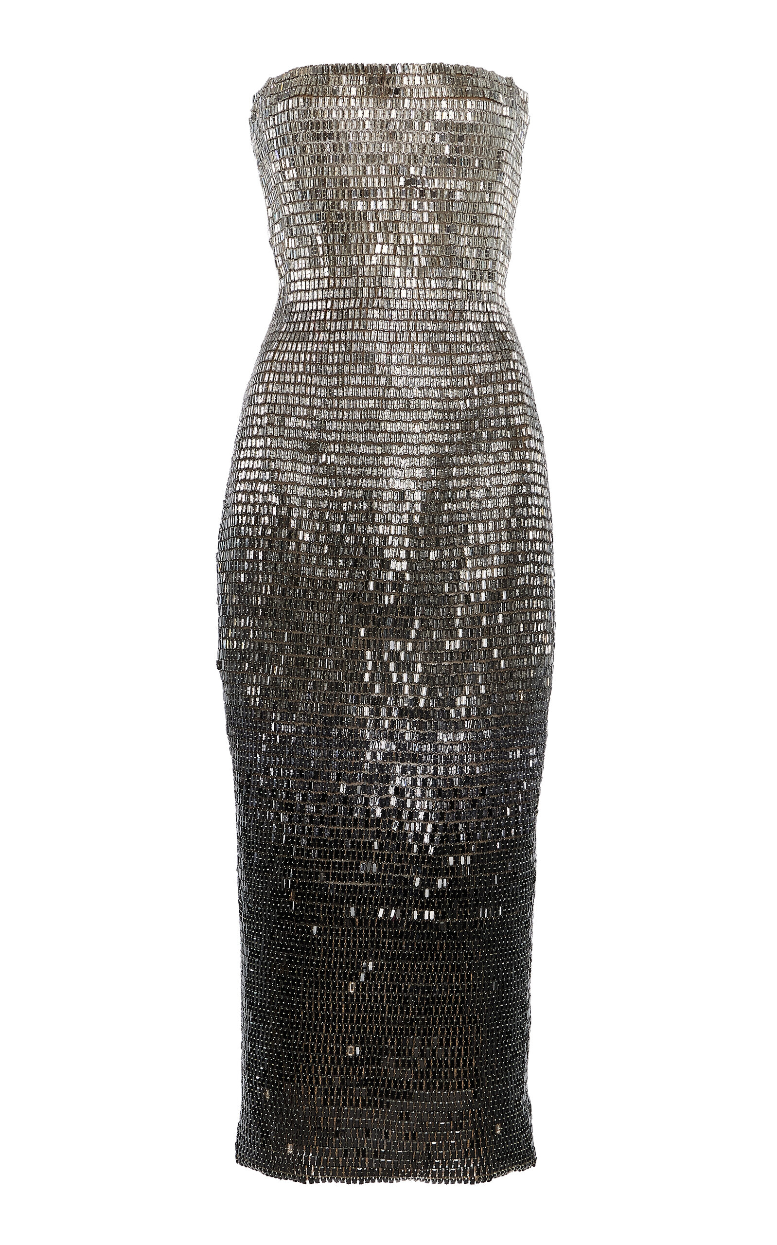 Oscar de la Renta - Sequined Midi Dress - Silver - US 4 - Moda Operandi