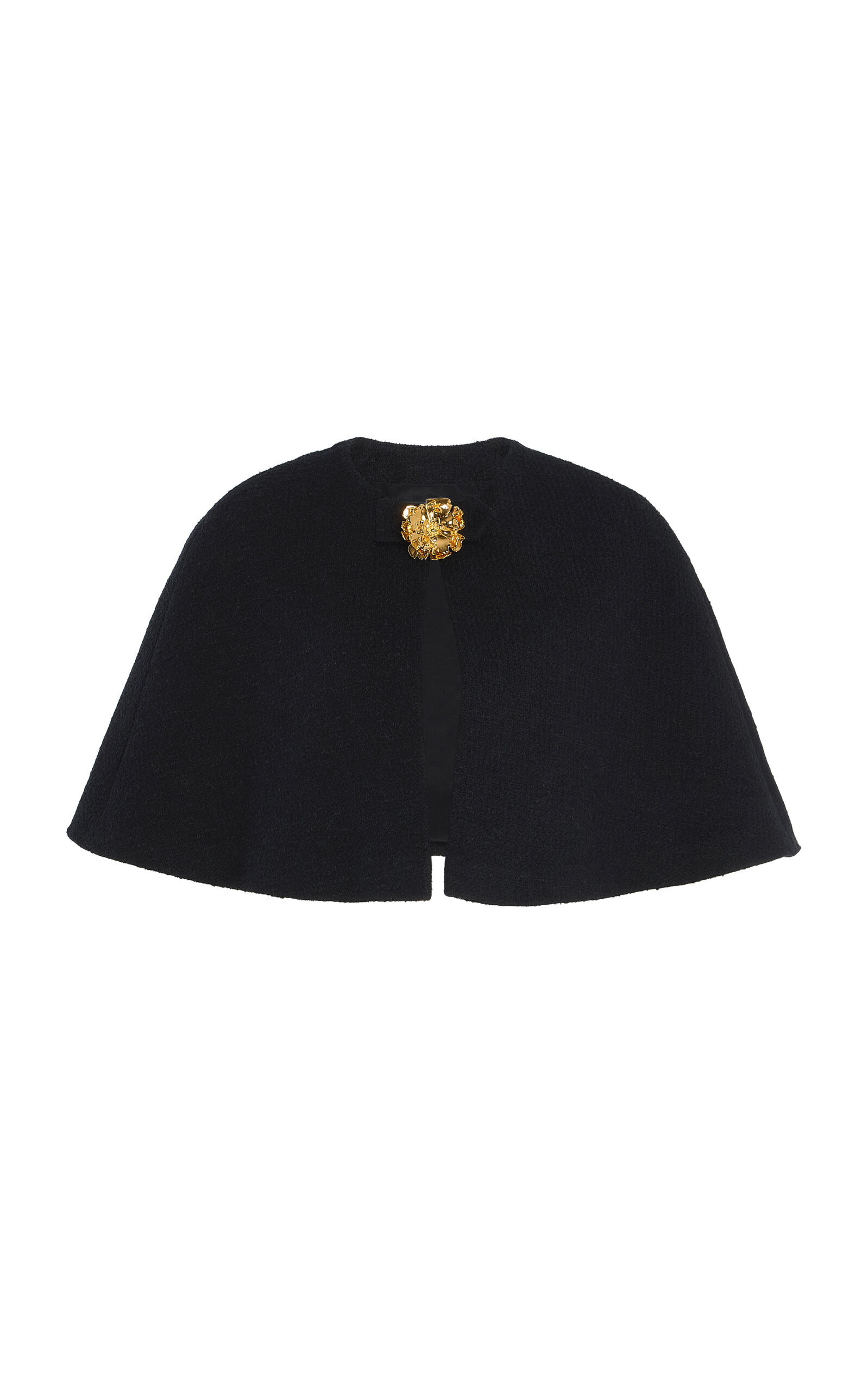 Oscar De La Renta Cape-detailed Cotton-wool Tweed Jacket In Black
