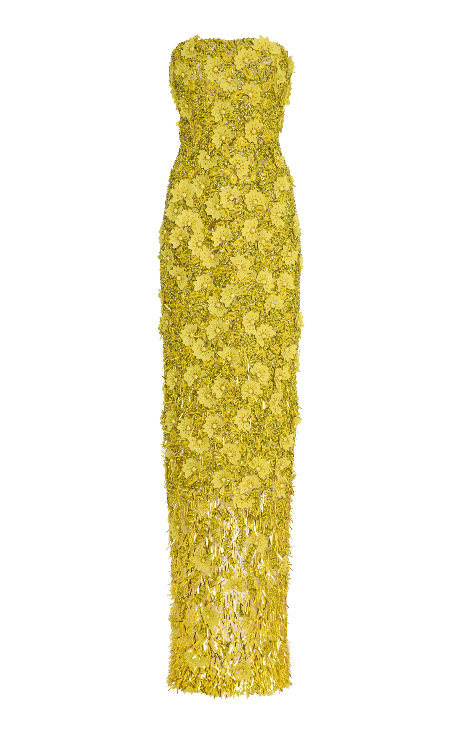 Oscar de la Renta Embellished Tulle Gown - Yellow