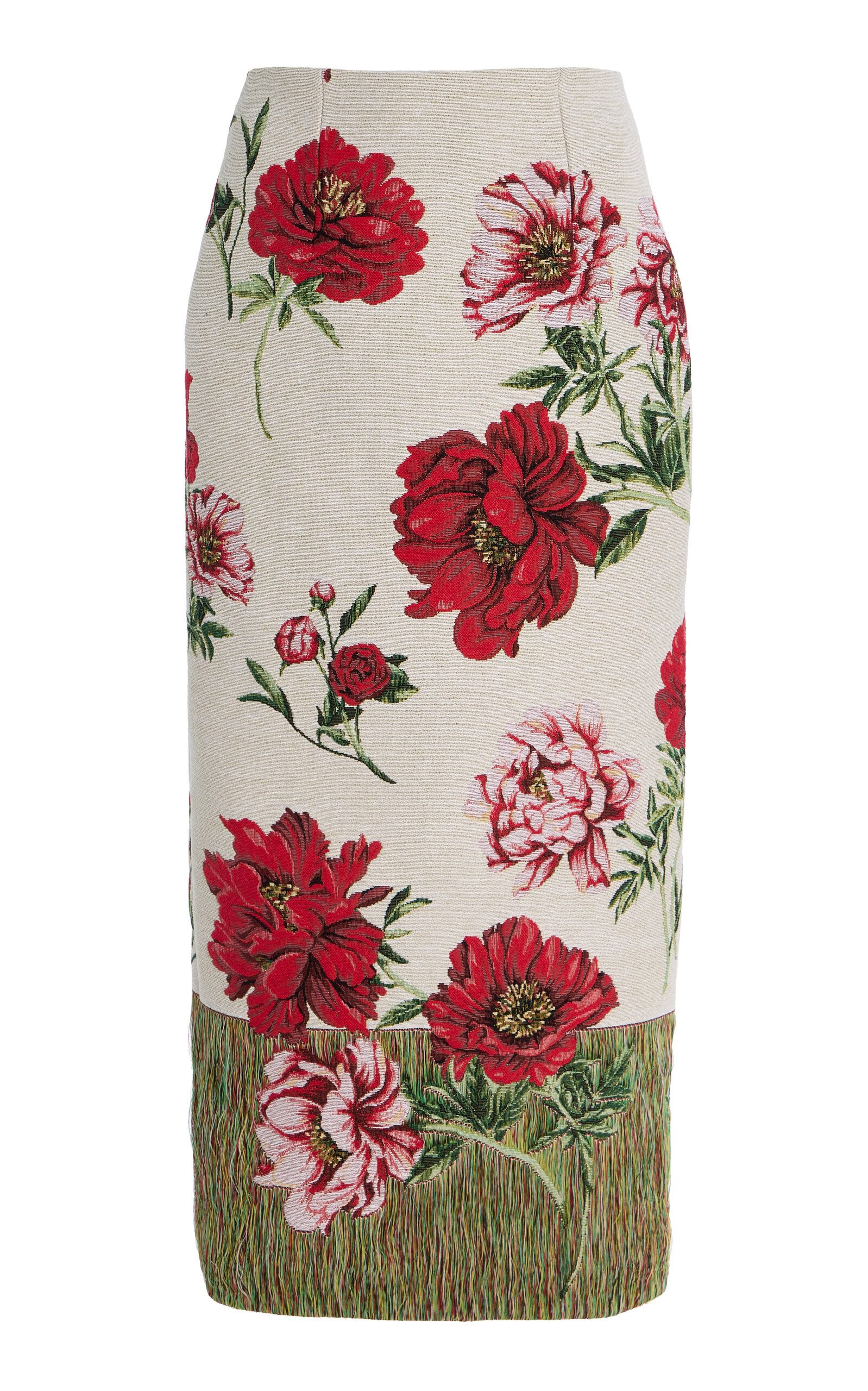 Oscar de la Renta Cotton-Blend Jacquard Midi Skirt