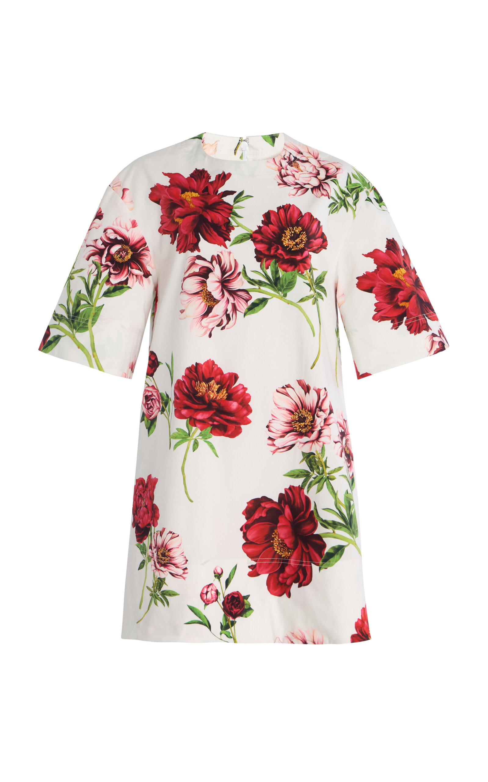 Oscar de la Renta Printed Cotton Poplin Mini Shirt Dress