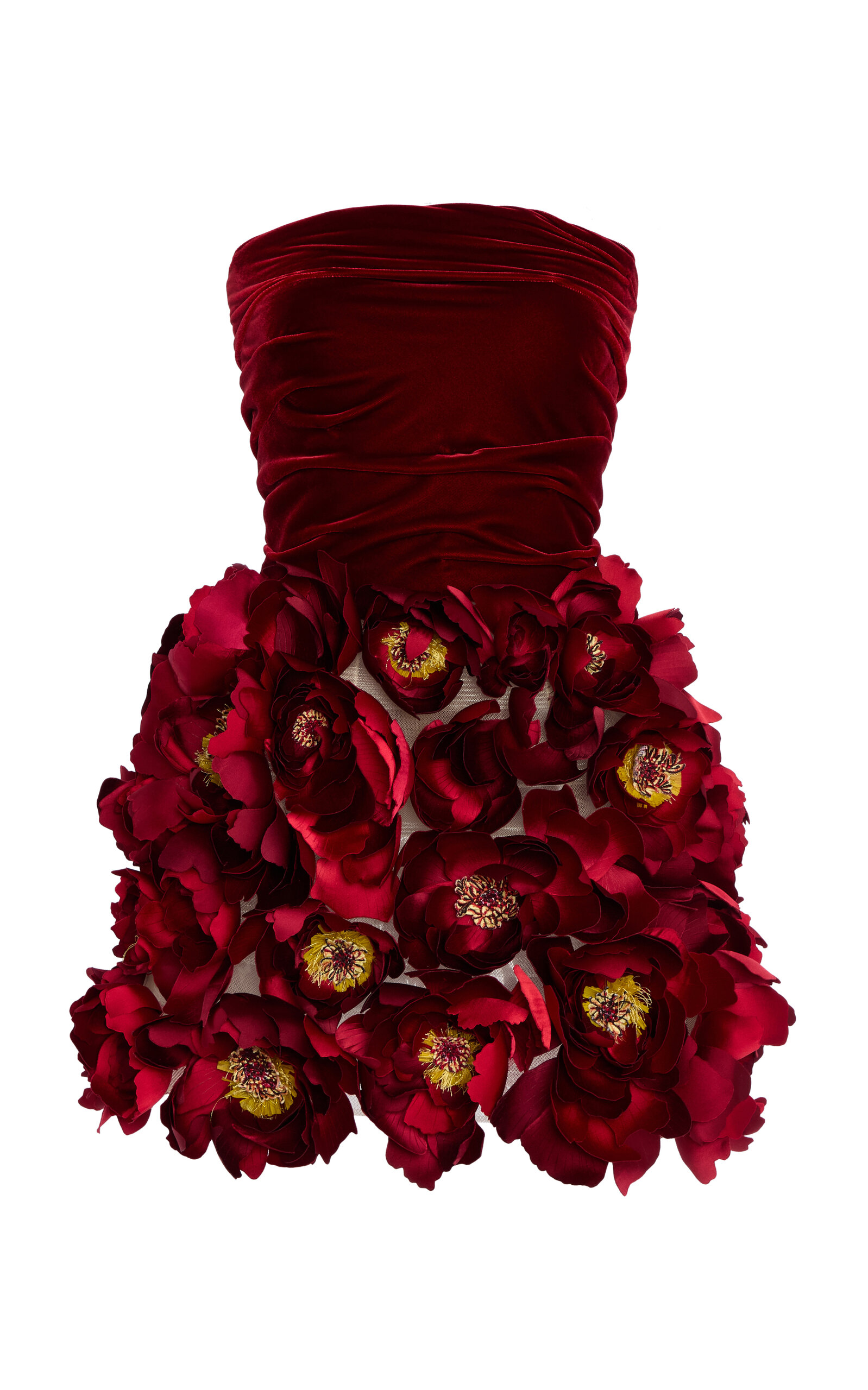 Oscar de la Renta Floral-Appliquéd Velvet Mini Dress