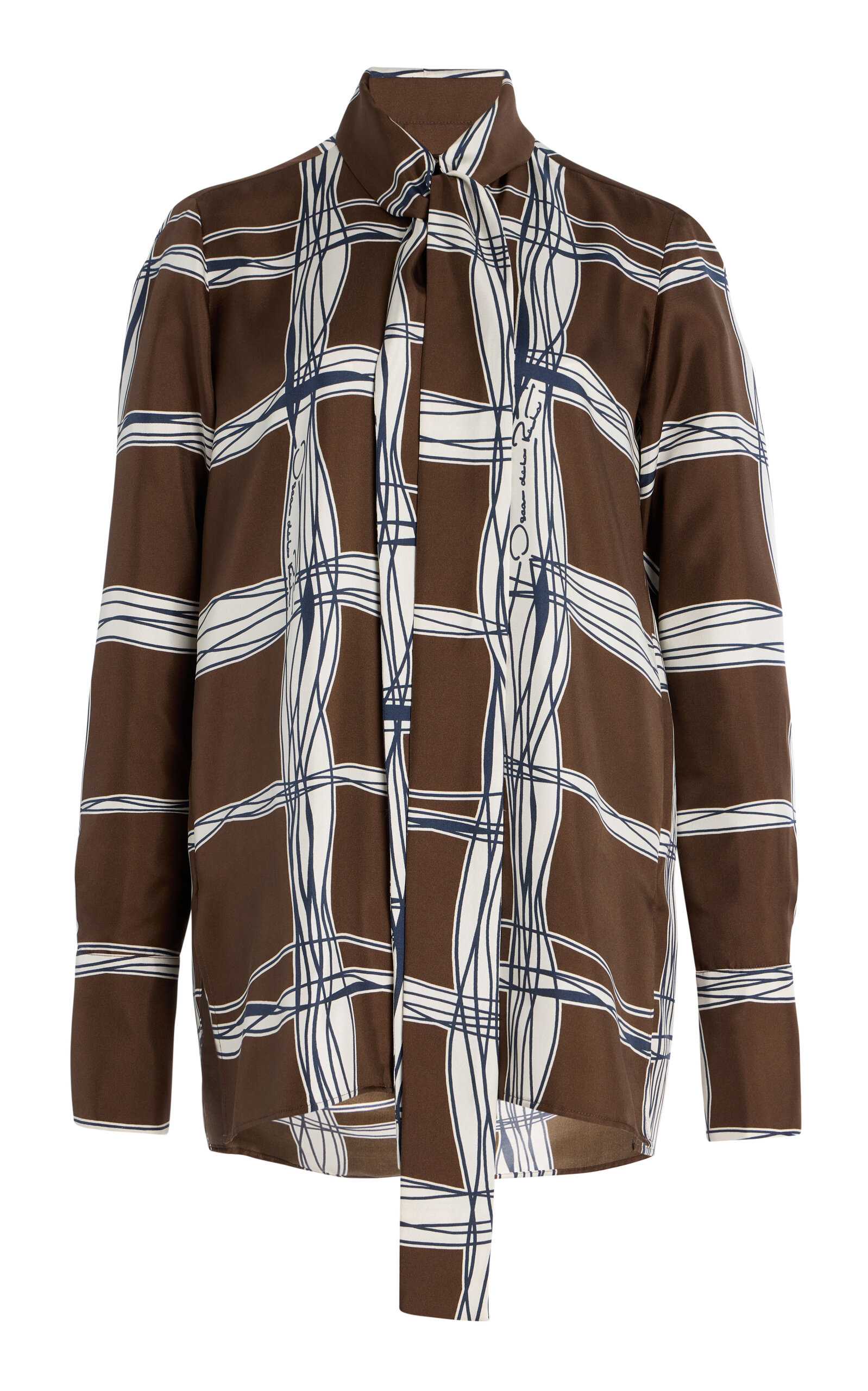 Oscar de la Renta Tie-Detailed Silk Top - Multi