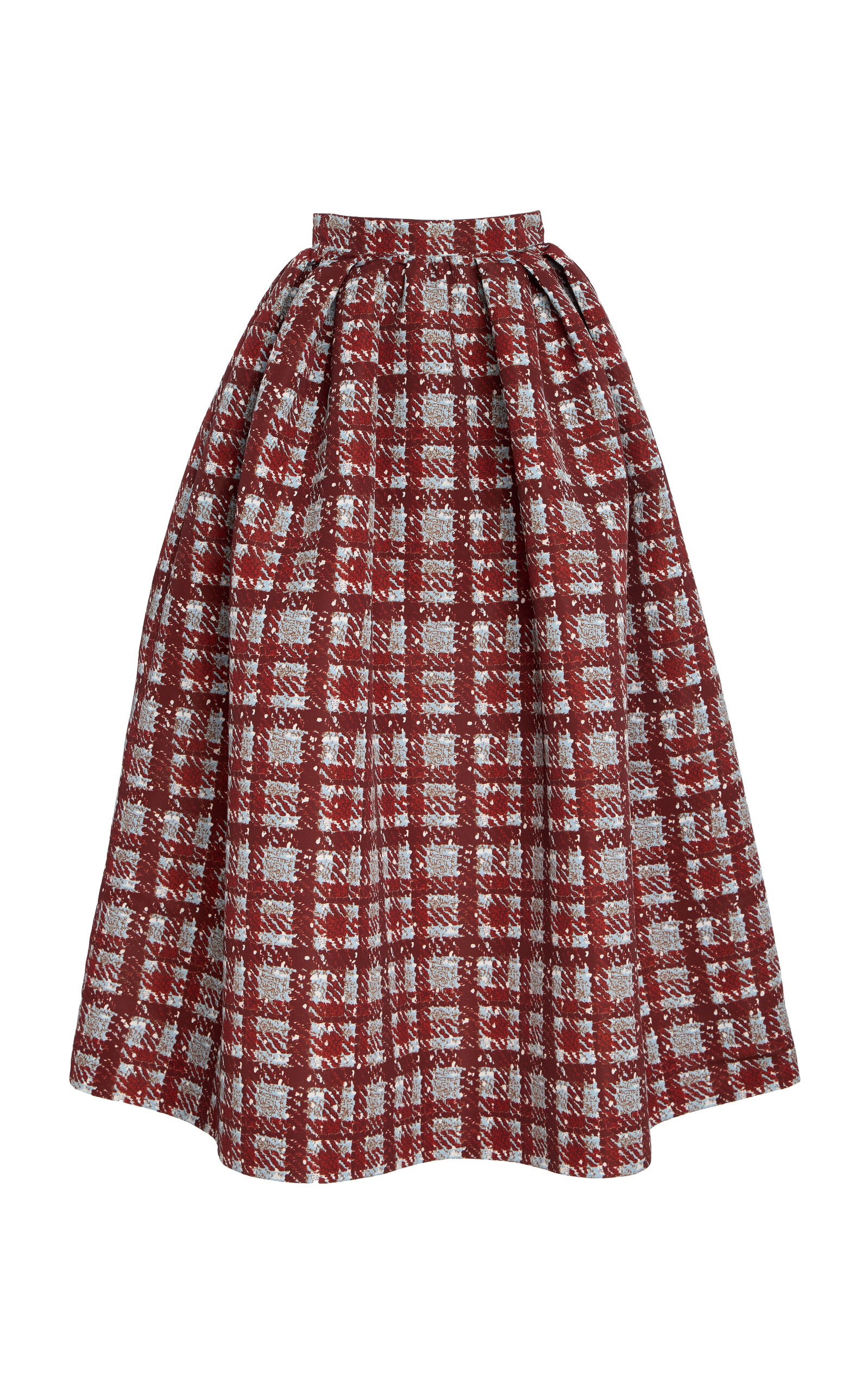 Oscar De La Renta Textured Tartan Maxi Skirt In Multi