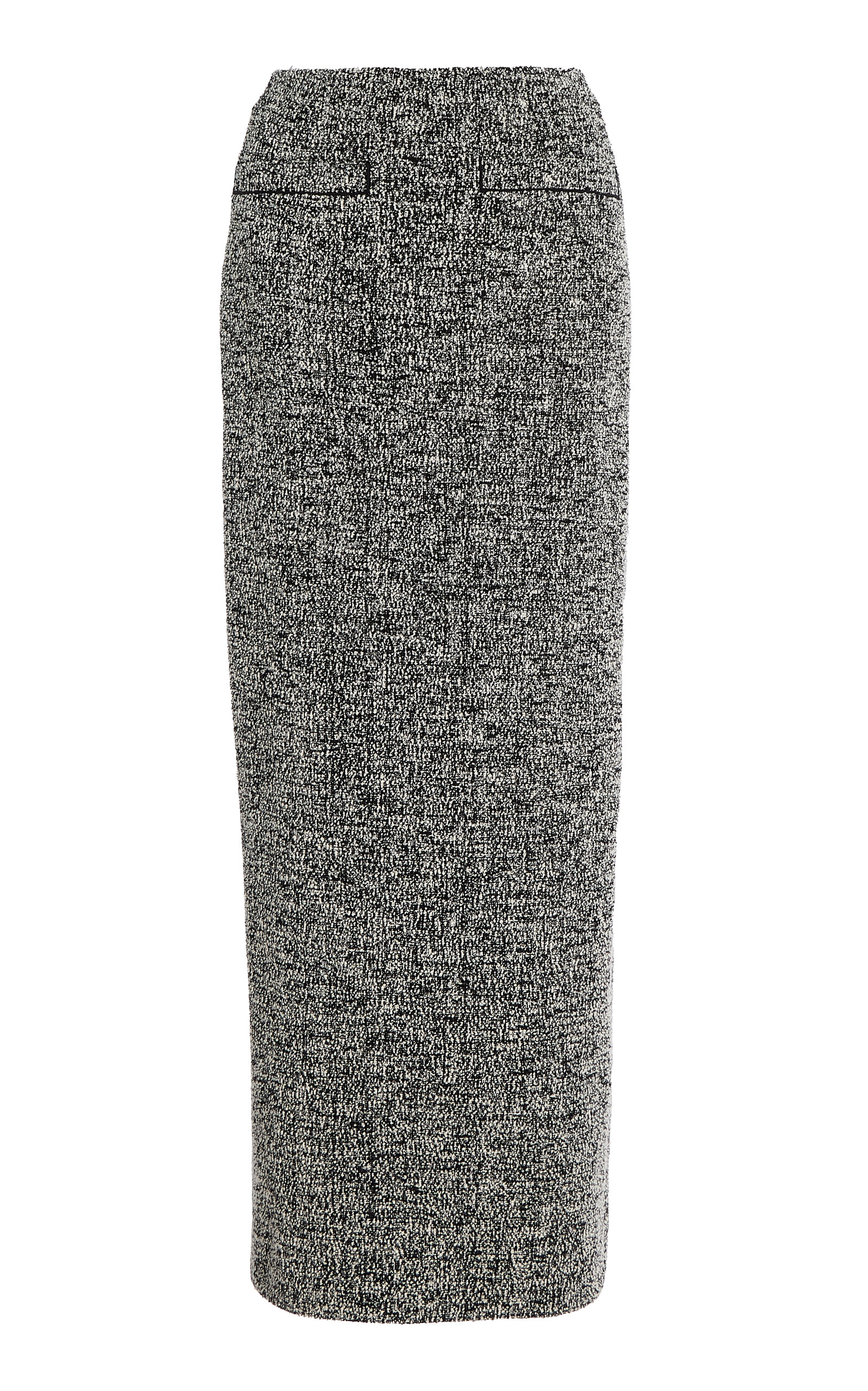 Oscar De La Renta Bouclé Tweed Maxi Skirt In Black,white