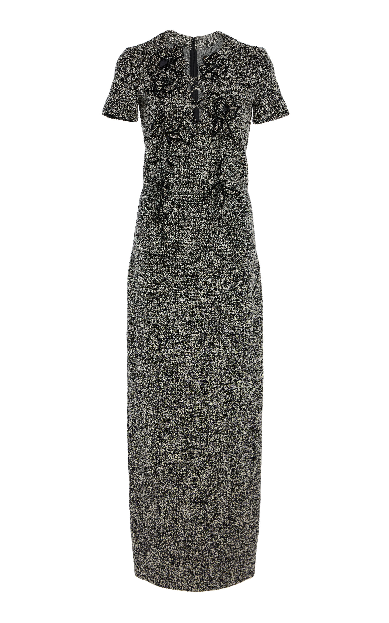 Oscar de la Renta Bouclé Tweed Maxi Dress - Black/white