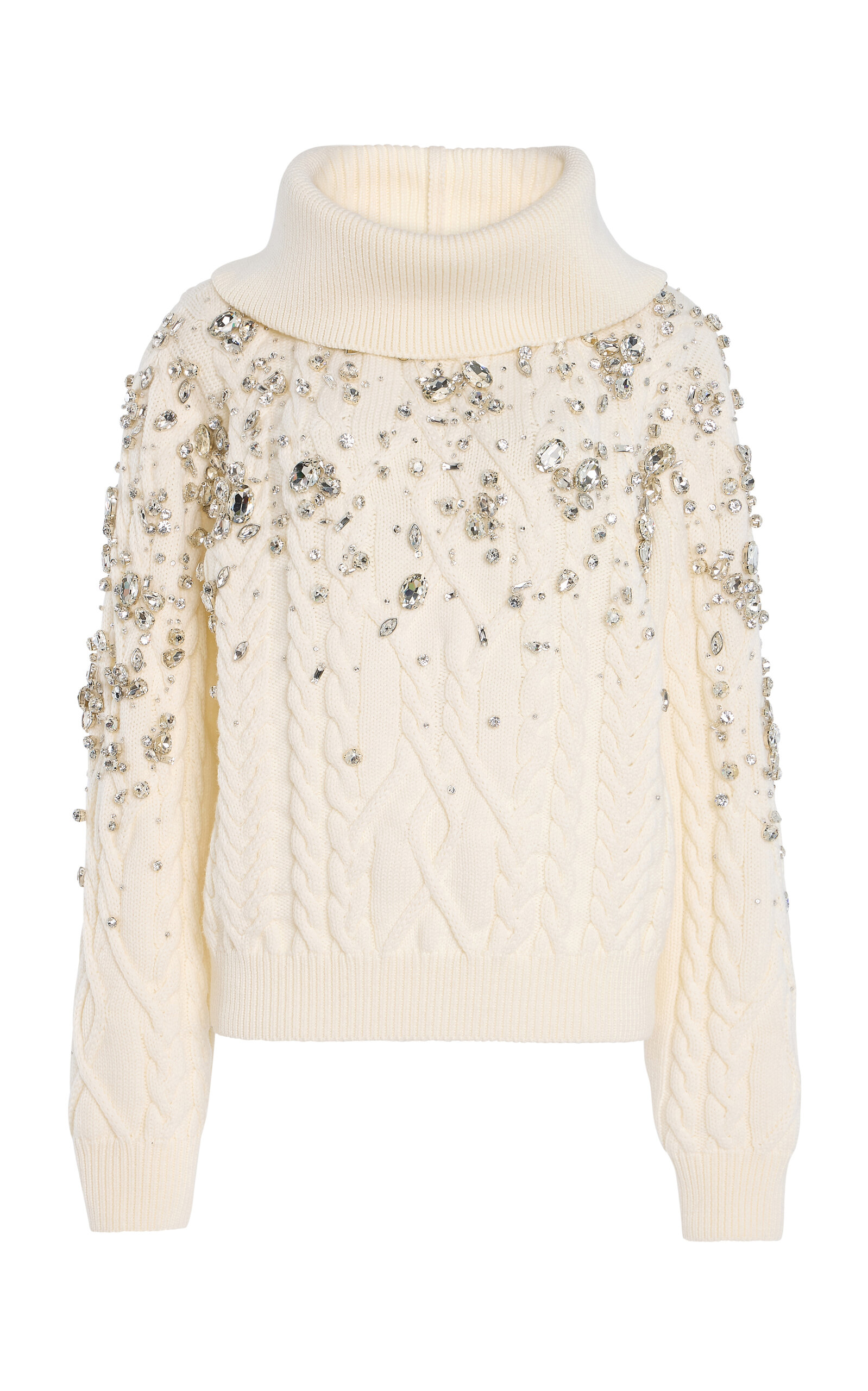 Oscar de la Renta Crystal-Embellished Wool Sweater