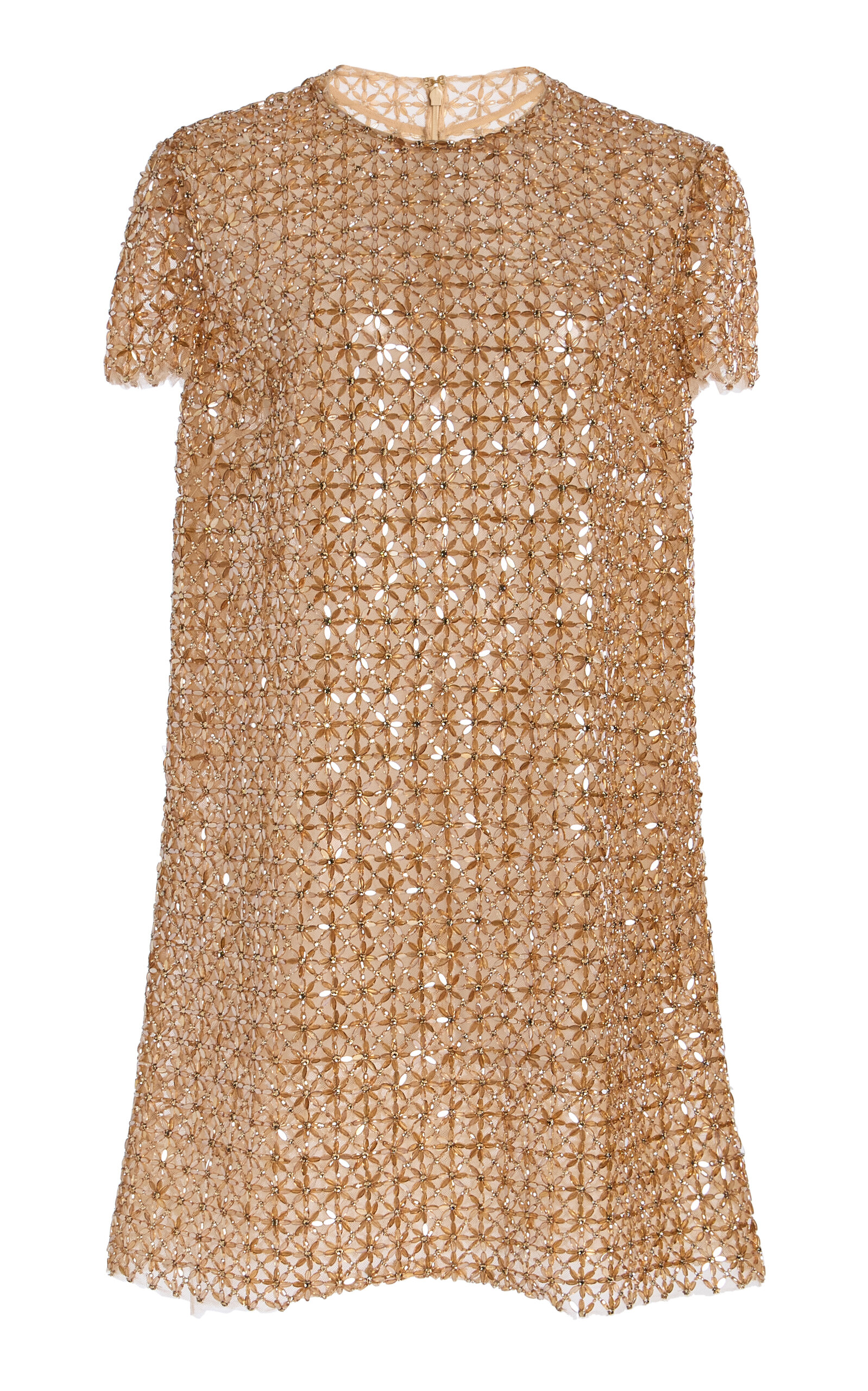 Oscar de la Renta Crystal-Embellished Tulle Mini Dress