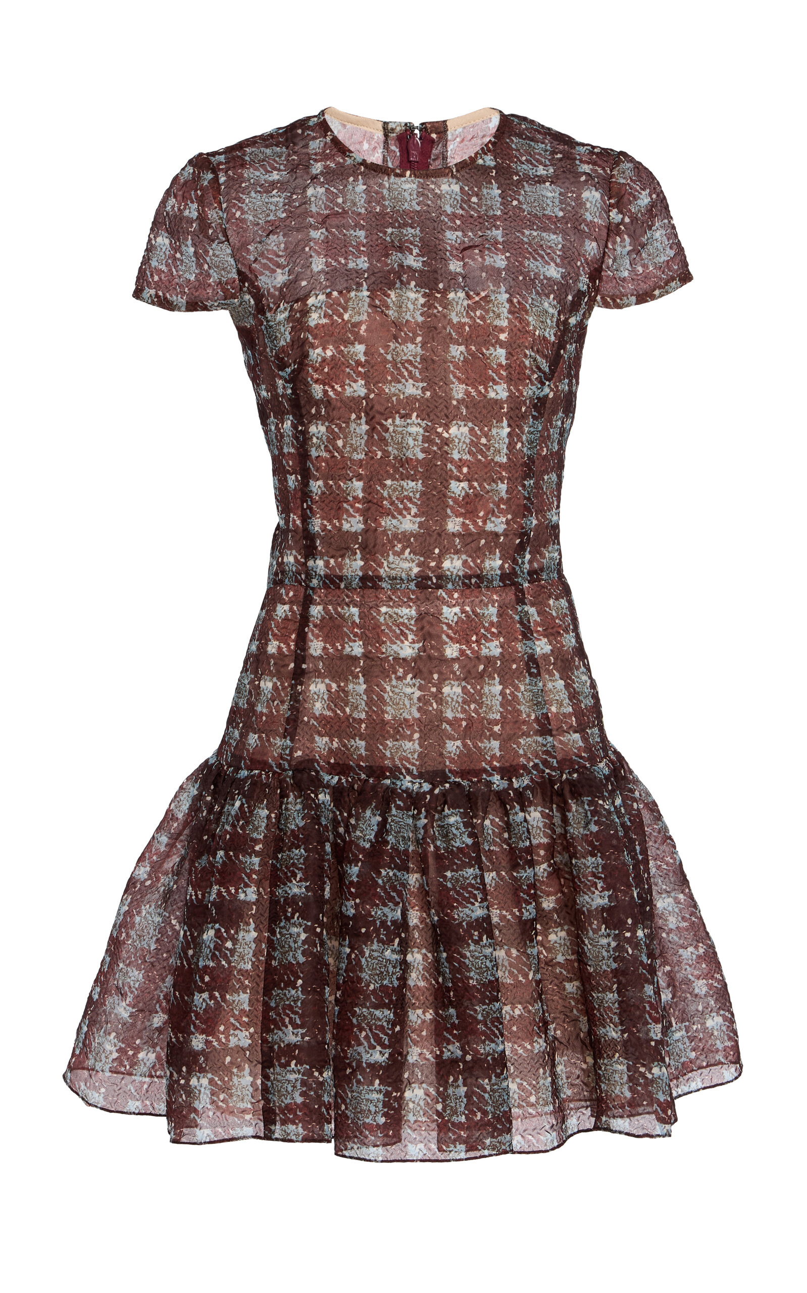Oscar de la Renta Textured Tartan Silk-Blend Mini Dress