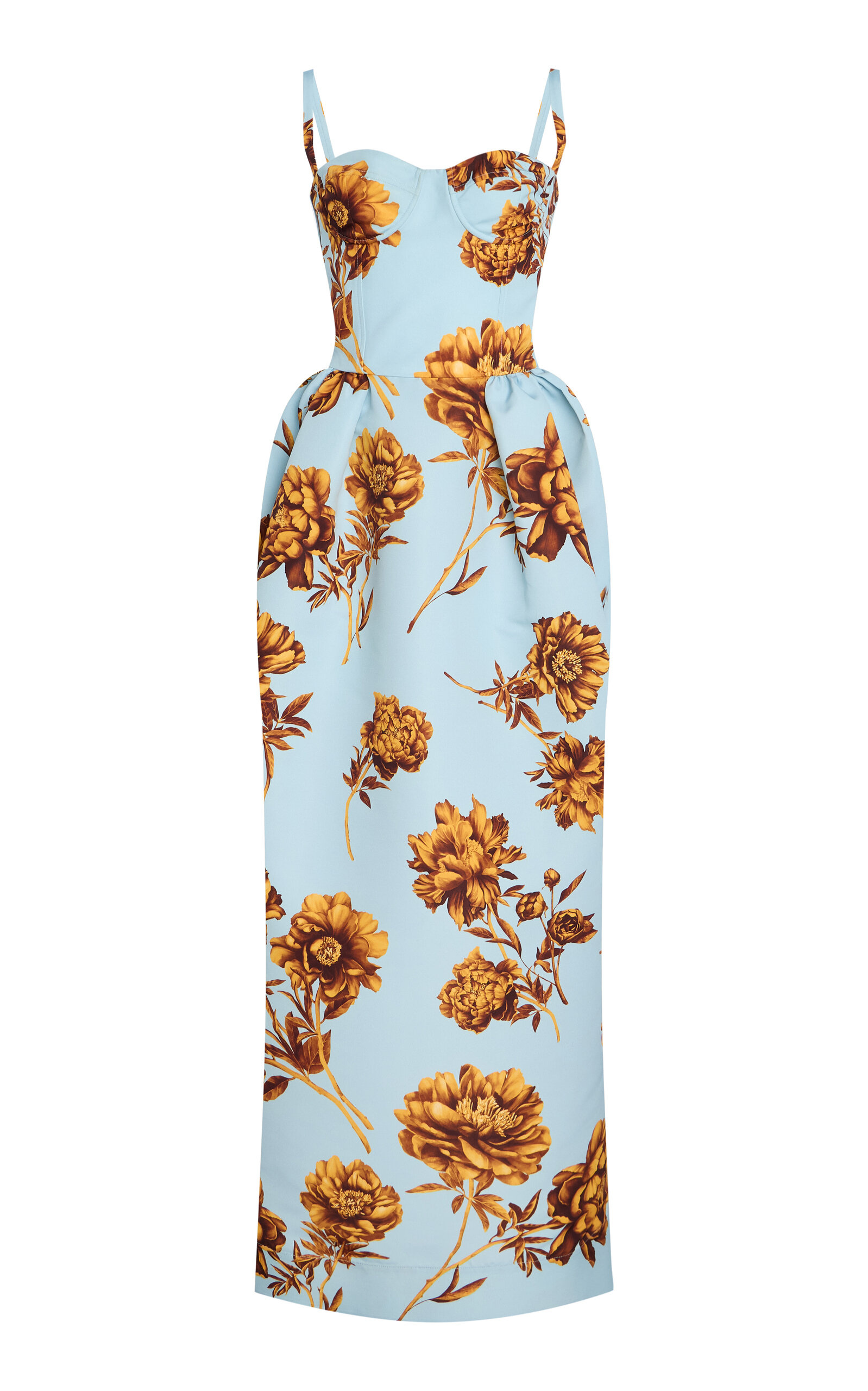Oscar De La Renta Printed Faille Gown In Multi