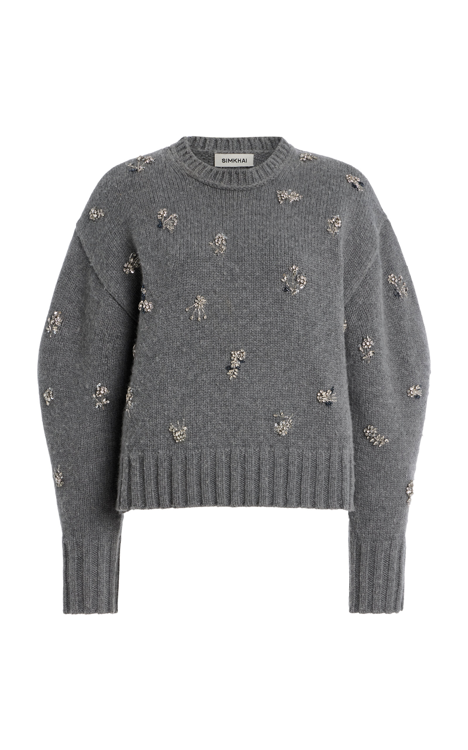 Simkhai Coraline Embellished Wool And Cashmere-blend Sweater In Gray