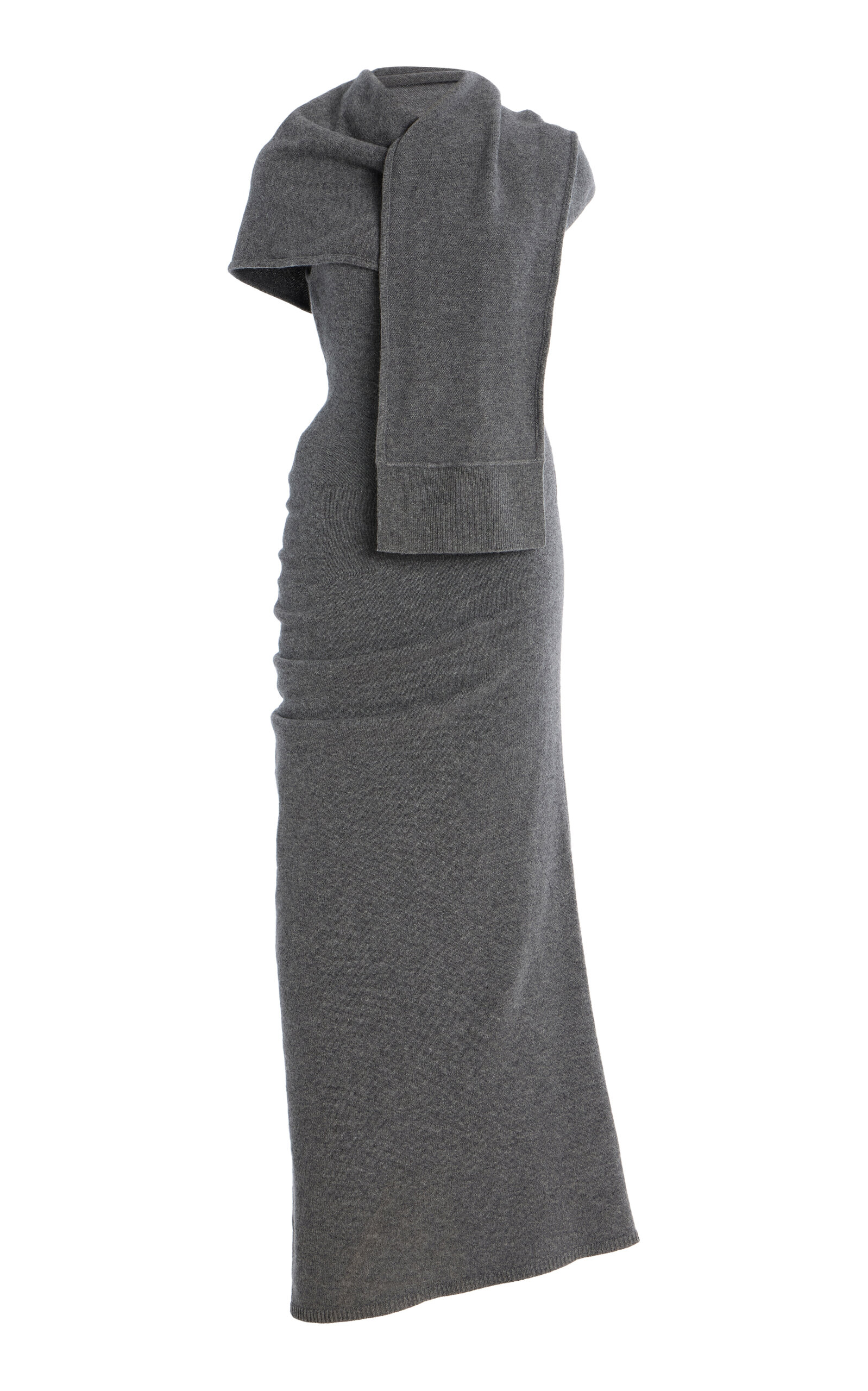 Simkhai Hathaway Asymmetric Wool Midi Dress In Grey