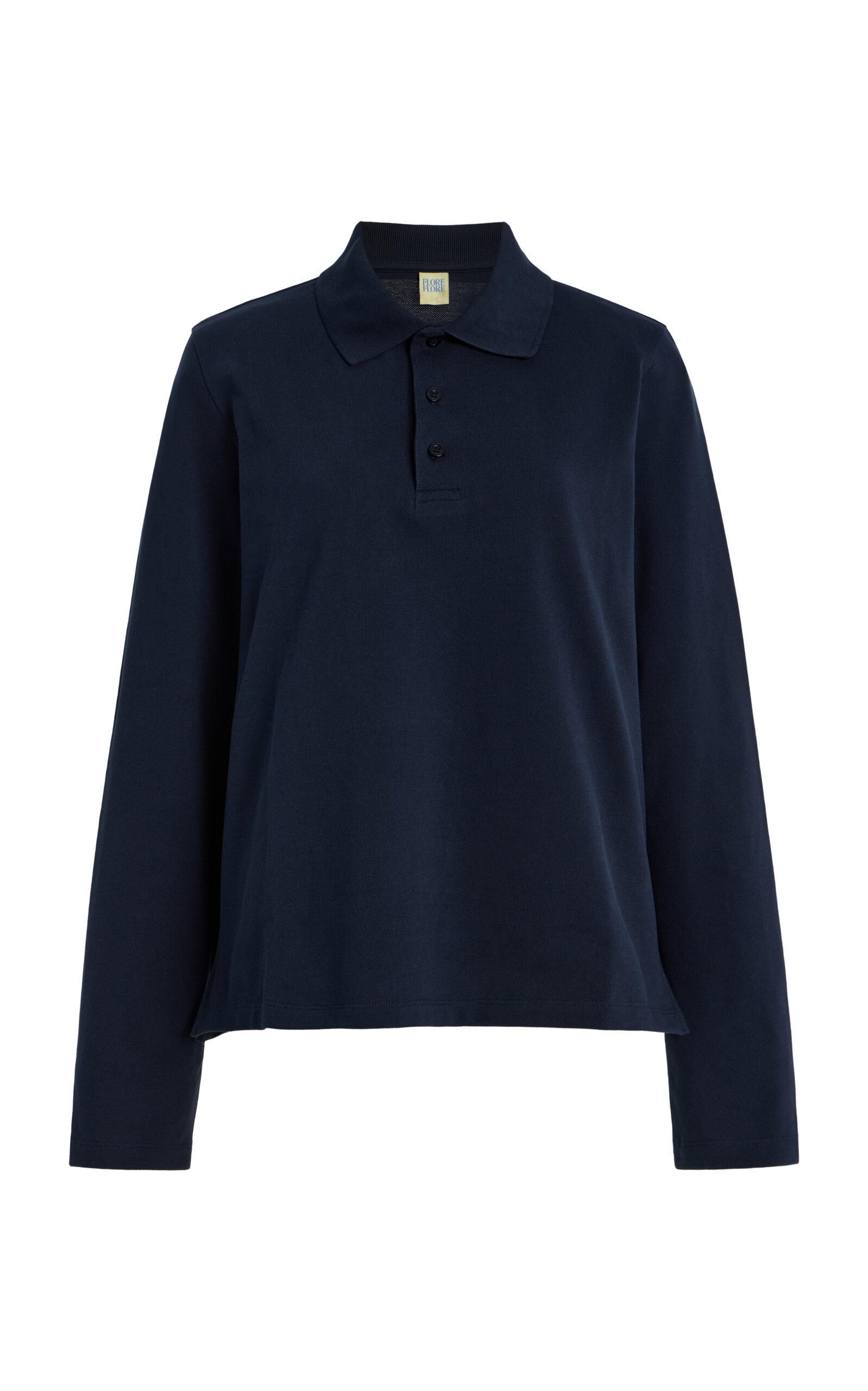 Flore Flore Diana Cotton Polo Shirt In Blue