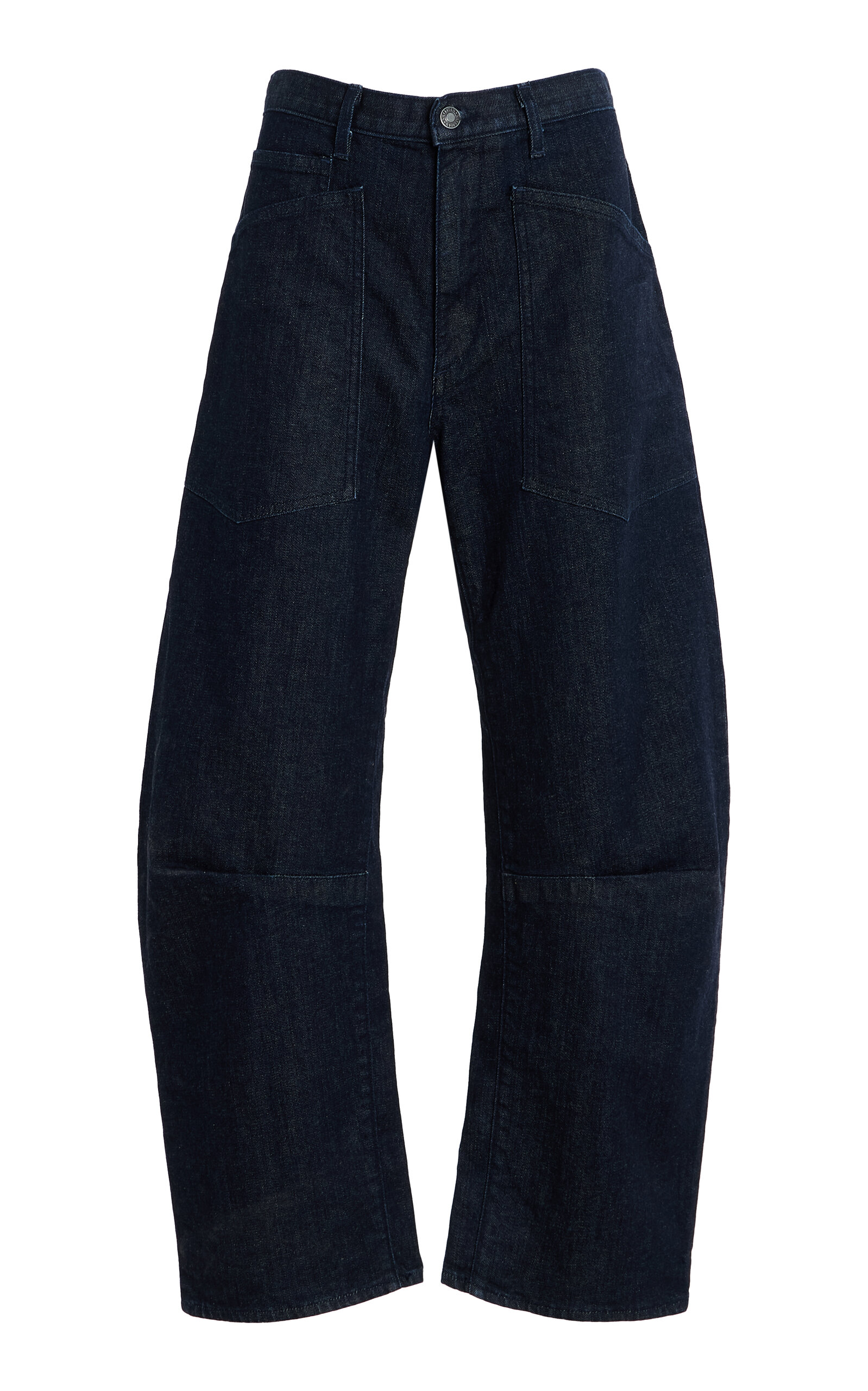 Shon Stretch Mid-Rise Barrel-Leg Jeans