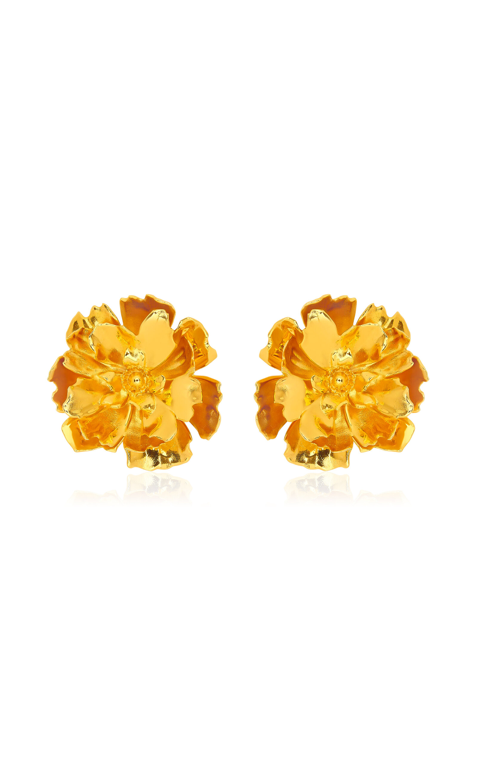 Oscar de la Renta Large Peony Stud Clip-On Earrings - Gold - OS - Moda Operandi