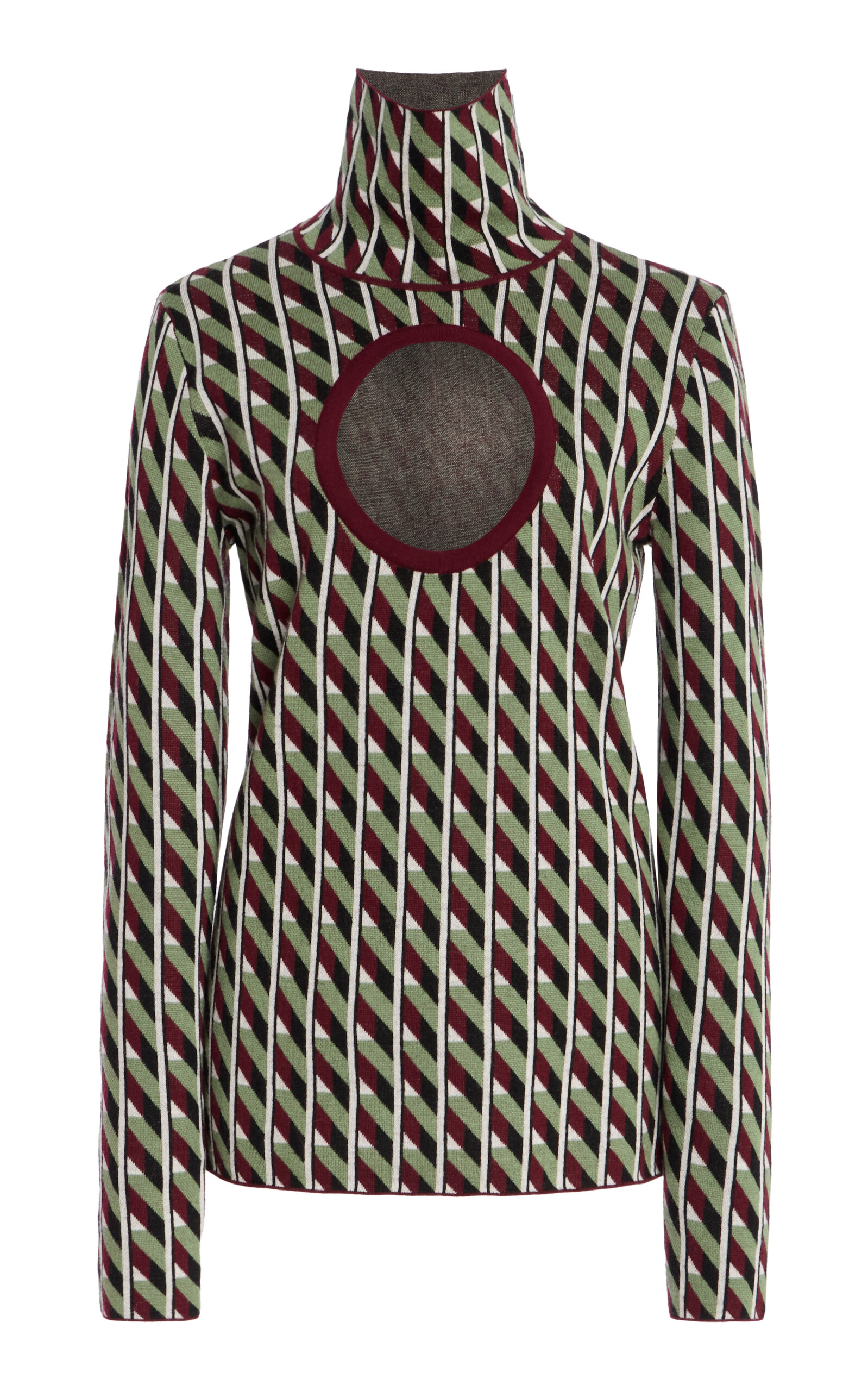 Zankov Georgina Cutout Merino Wool Turtleneck Top In Green