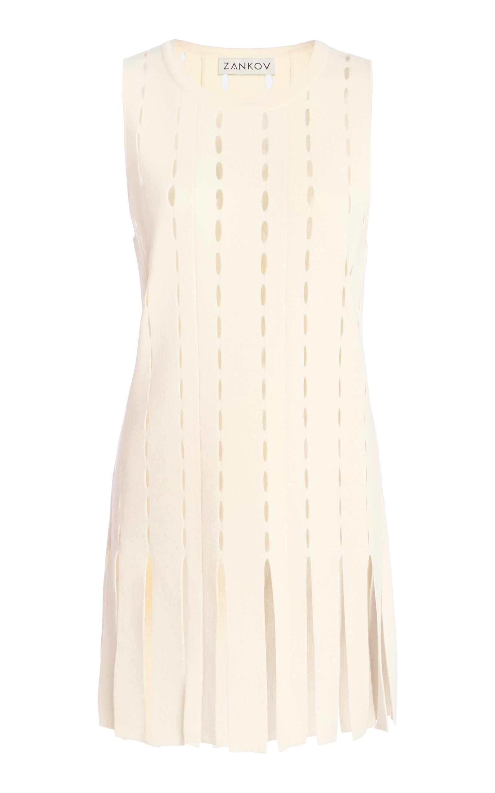 Zankov Eddie Fringed Cutout Merino Wool Top In Neutral