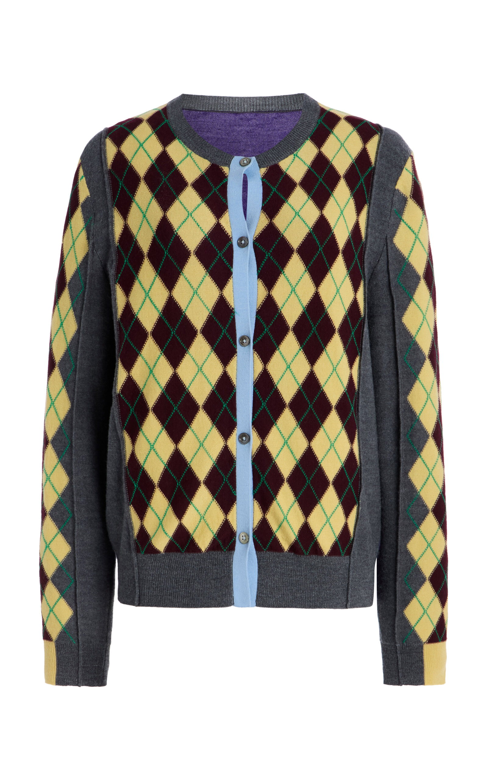 Zankov William Argyle Merino Wool Cardigan In Multi