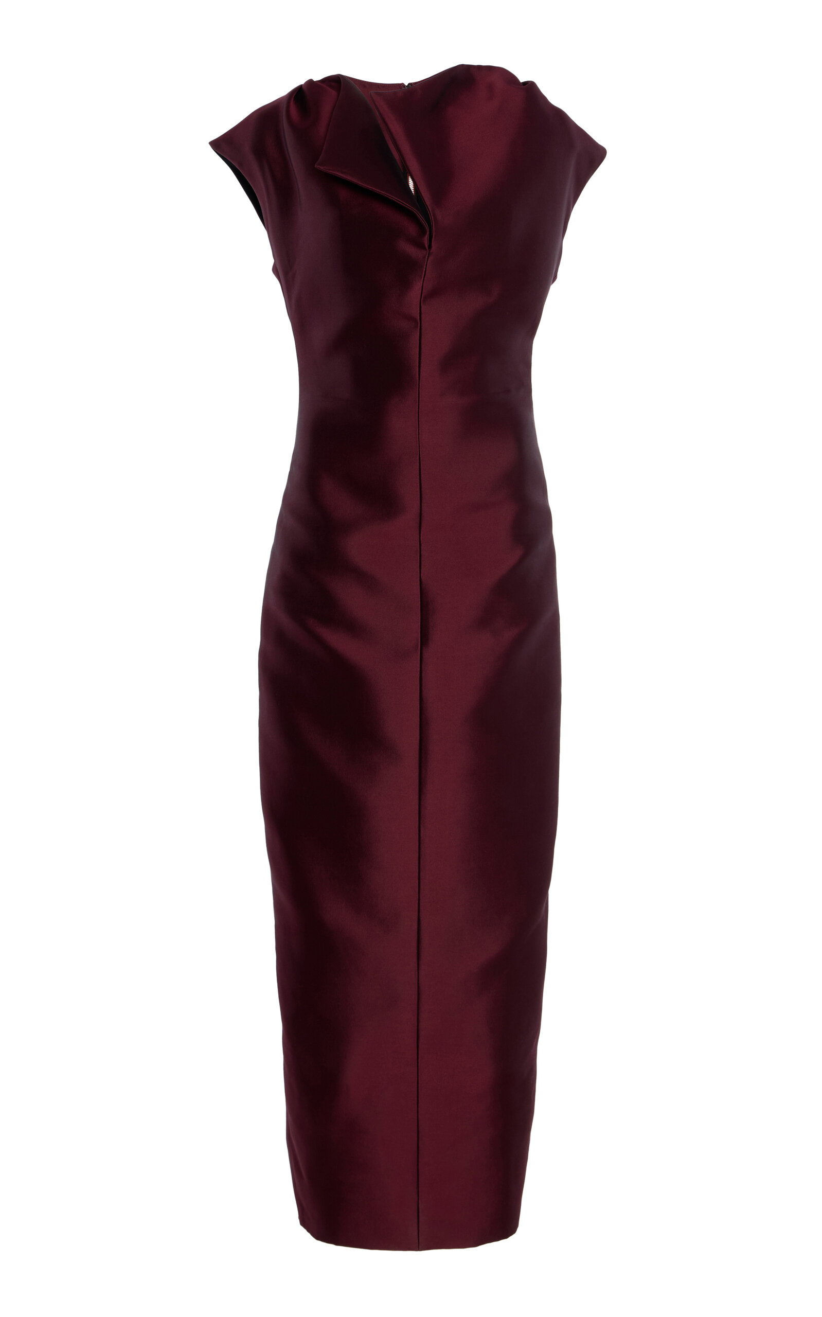 Christopher John Rogers Peel Silk-wool Sheath Maxi Dress In Burgundy