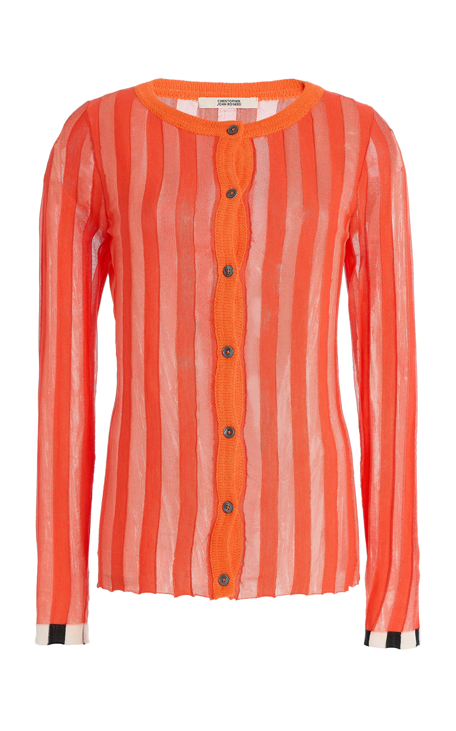 Christopher John Rogers Pleated Merino Wool Cardigan In Brown