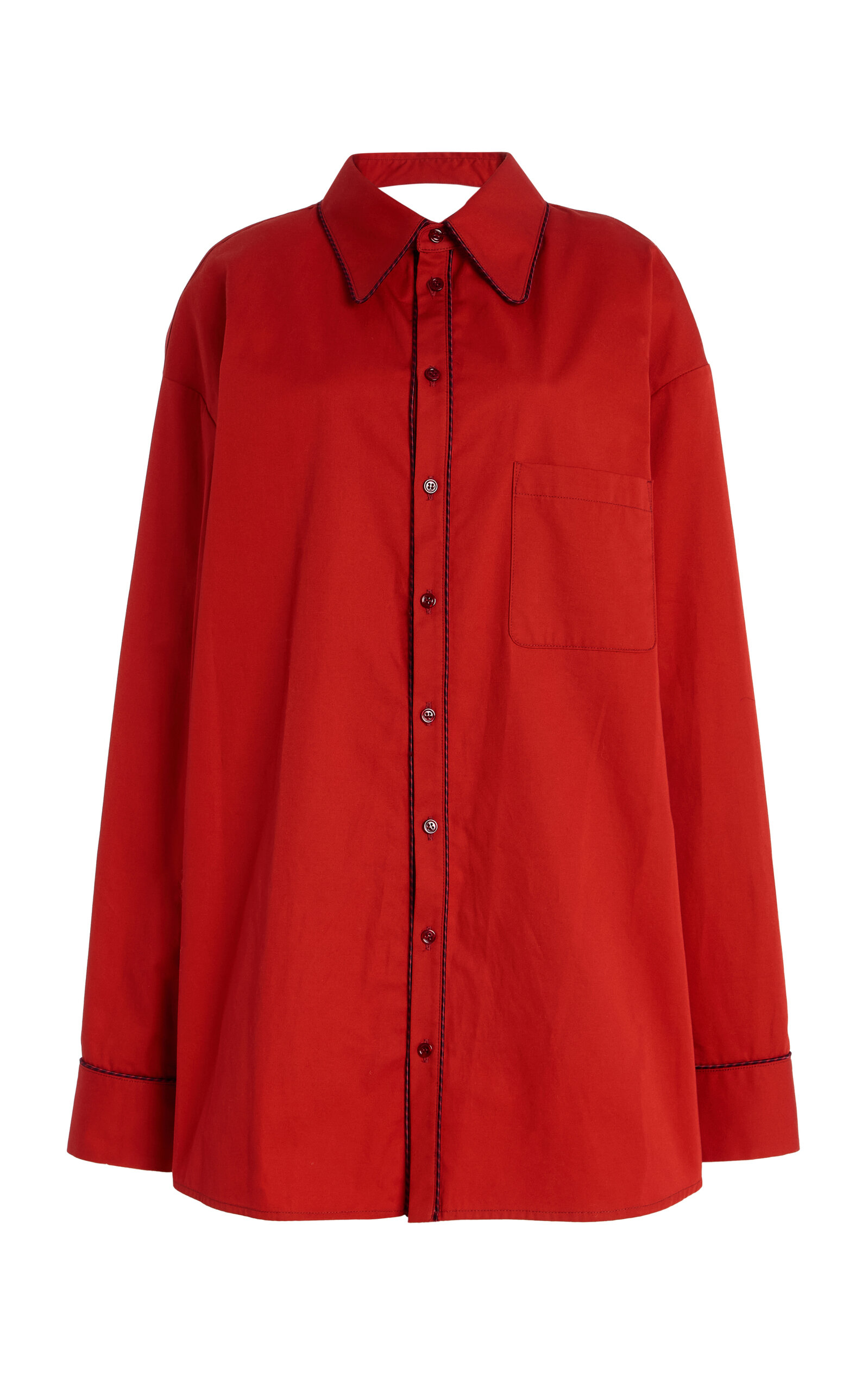 Christopher John Rogers Convertible Oversized Cotton Shirt