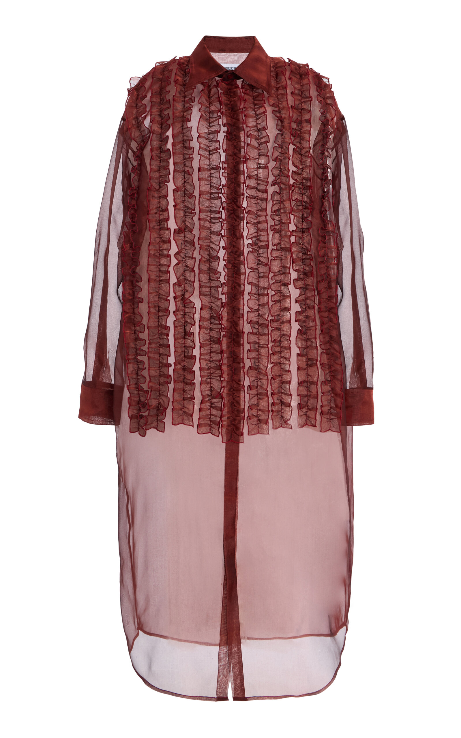 Christopher John Rogers Ruffled Silk Tuxedo Shirt