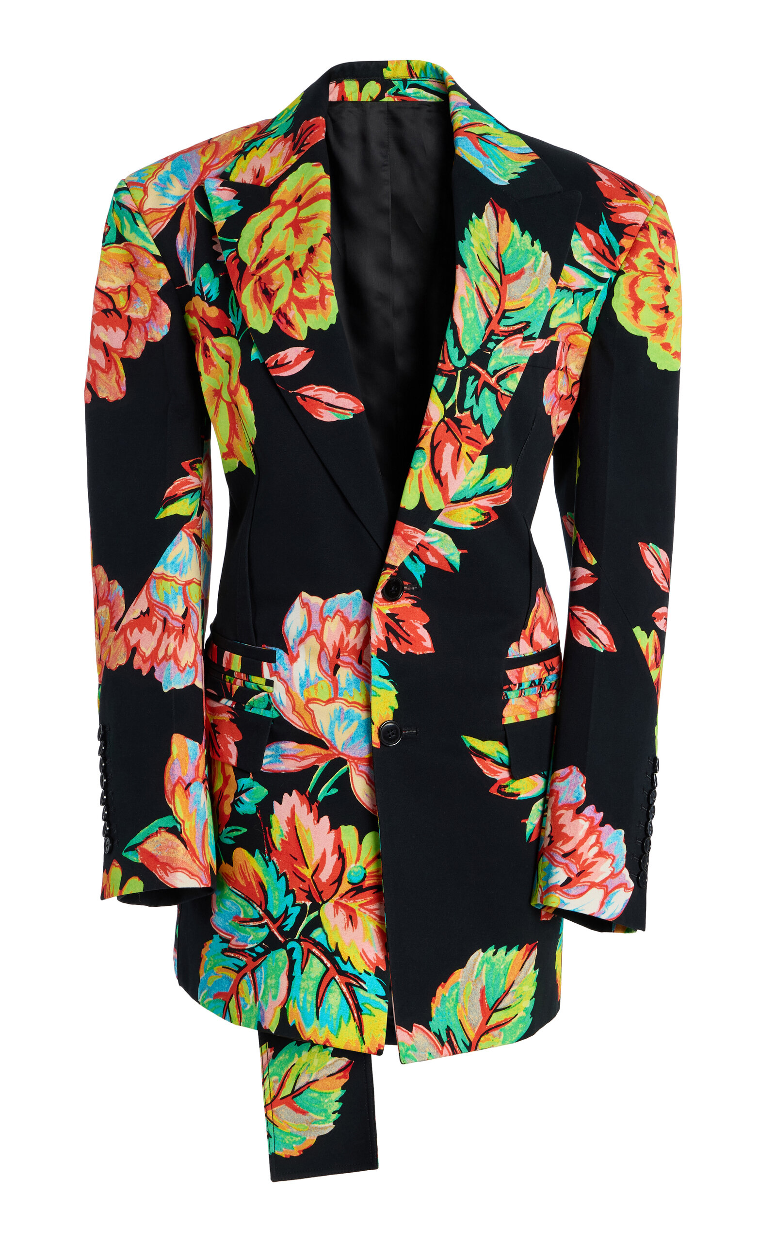 Christopher John Rogers Cinched Printed Cotton Blazer In Multi