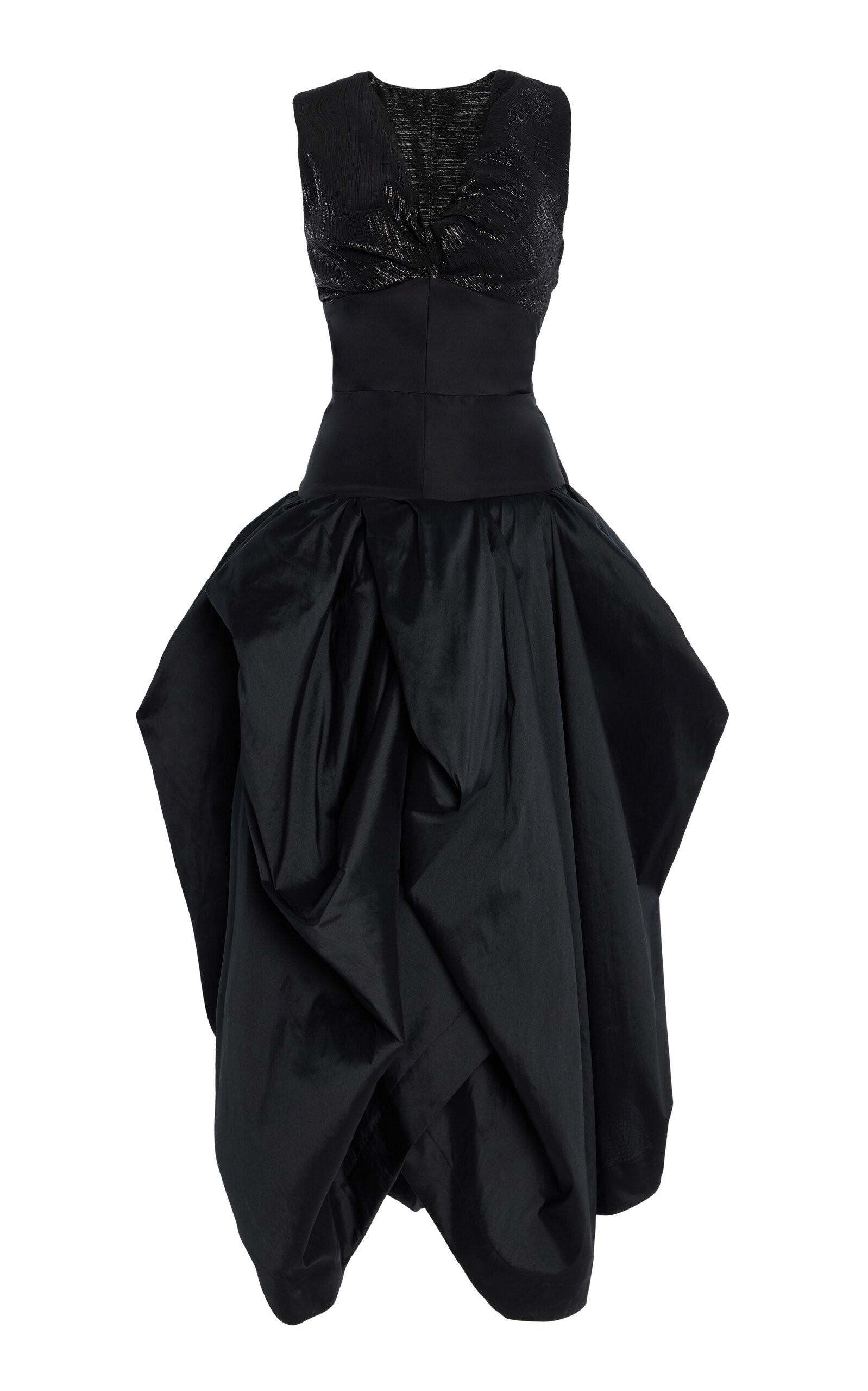 Christopher John Rogers Knotted Faille Gown In Black
