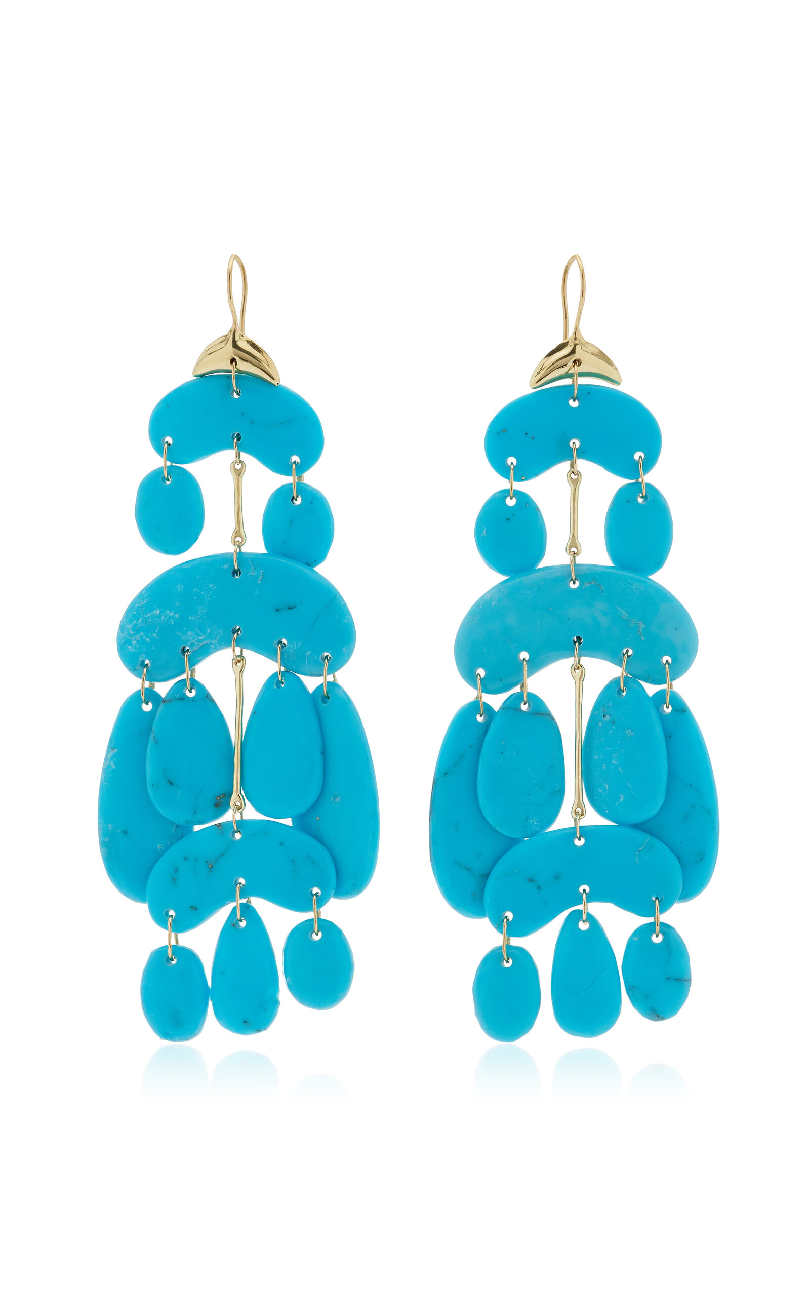 Exclusive Riviera 18K Yellow Gold Turquoise Mini Chandelier Earrings