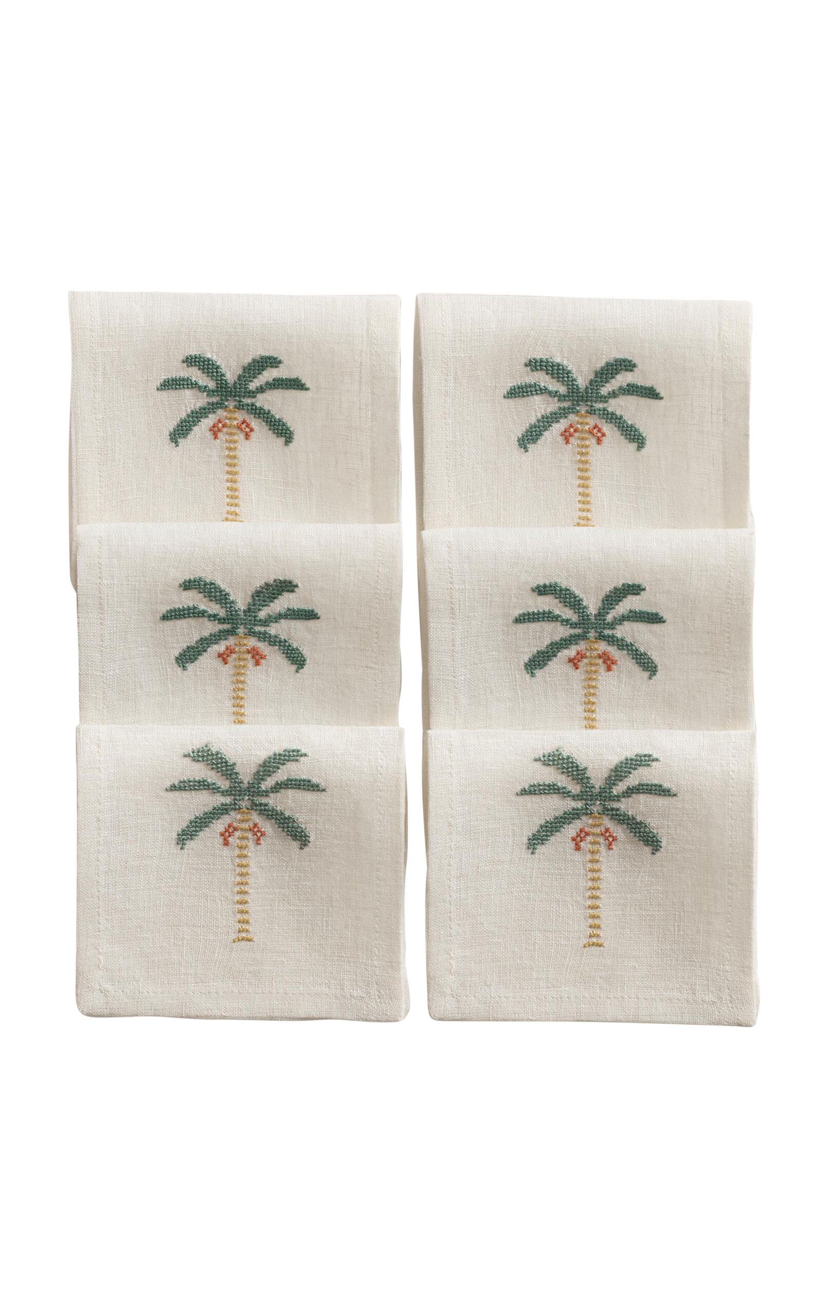 ANŪT Cairo Set-of-Six; Date Palm Napkins - Blue