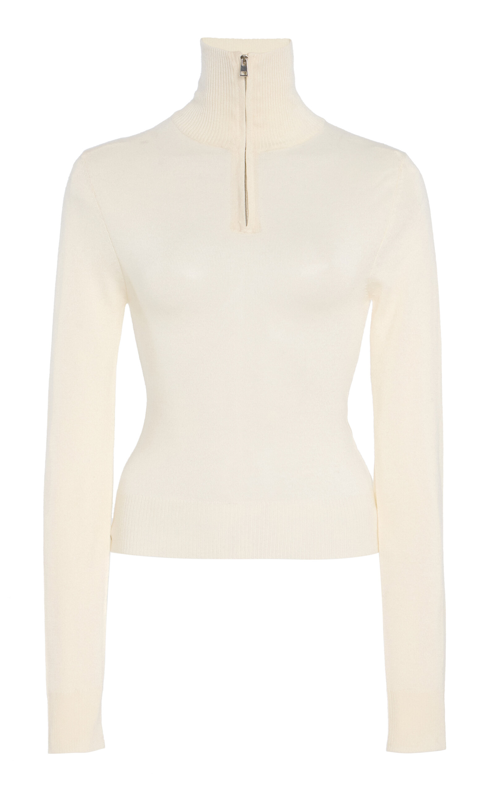 Brandon Maxwell The Paxton Half-zip Cashmere Turtleneck In Ivory