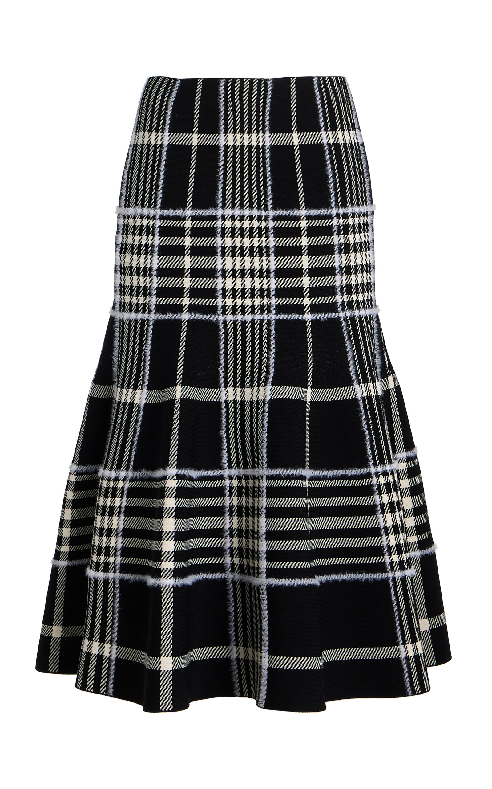 Brandon Maxwell The Rory Plaid Jacquard Midi Skirt In Black