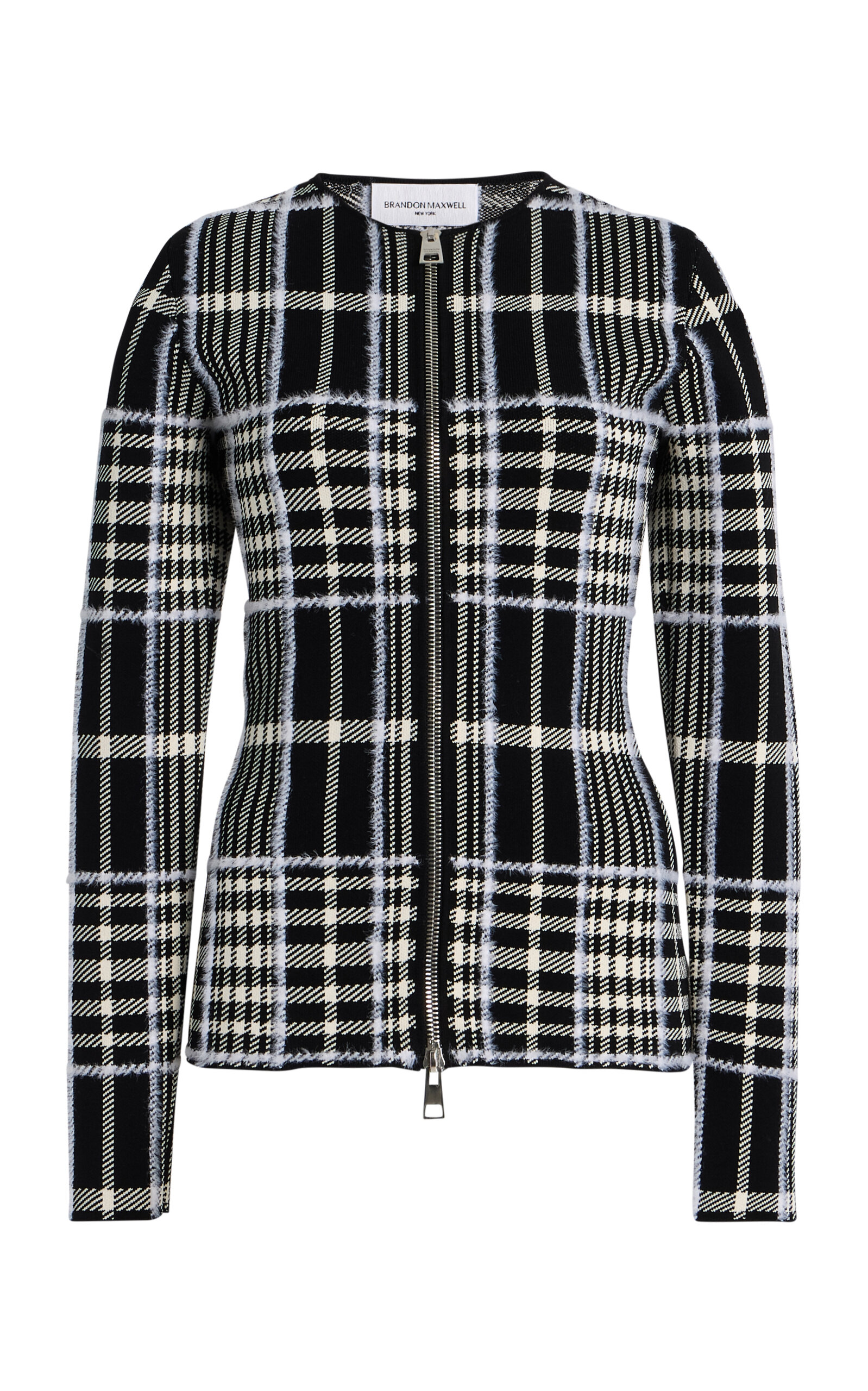 Brandon Maxwell The Greer Plaid-Jacquard Cardigan