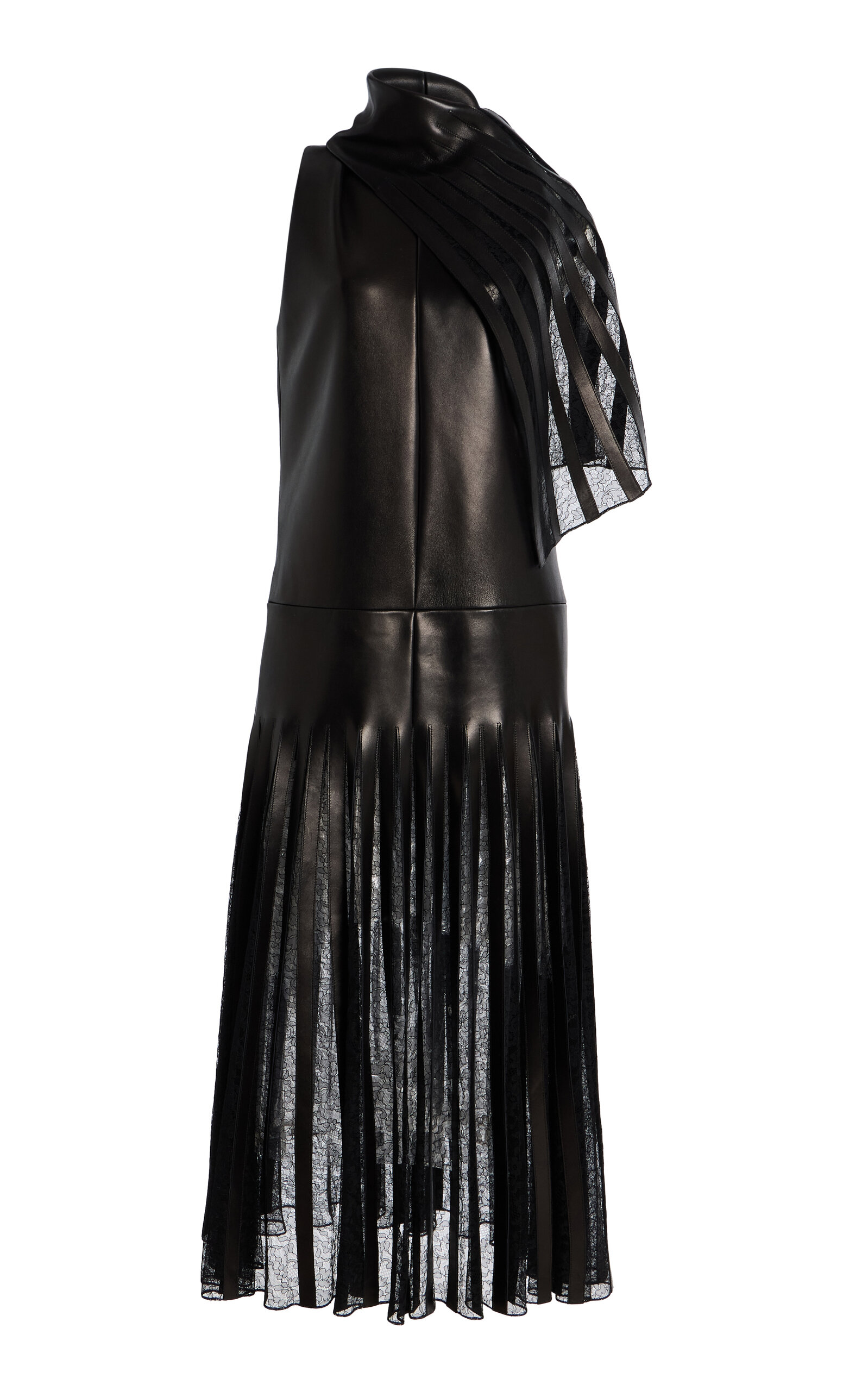 Brandon Maxwell The Blythe Scarf-detailed Leather Midi Dress In Black