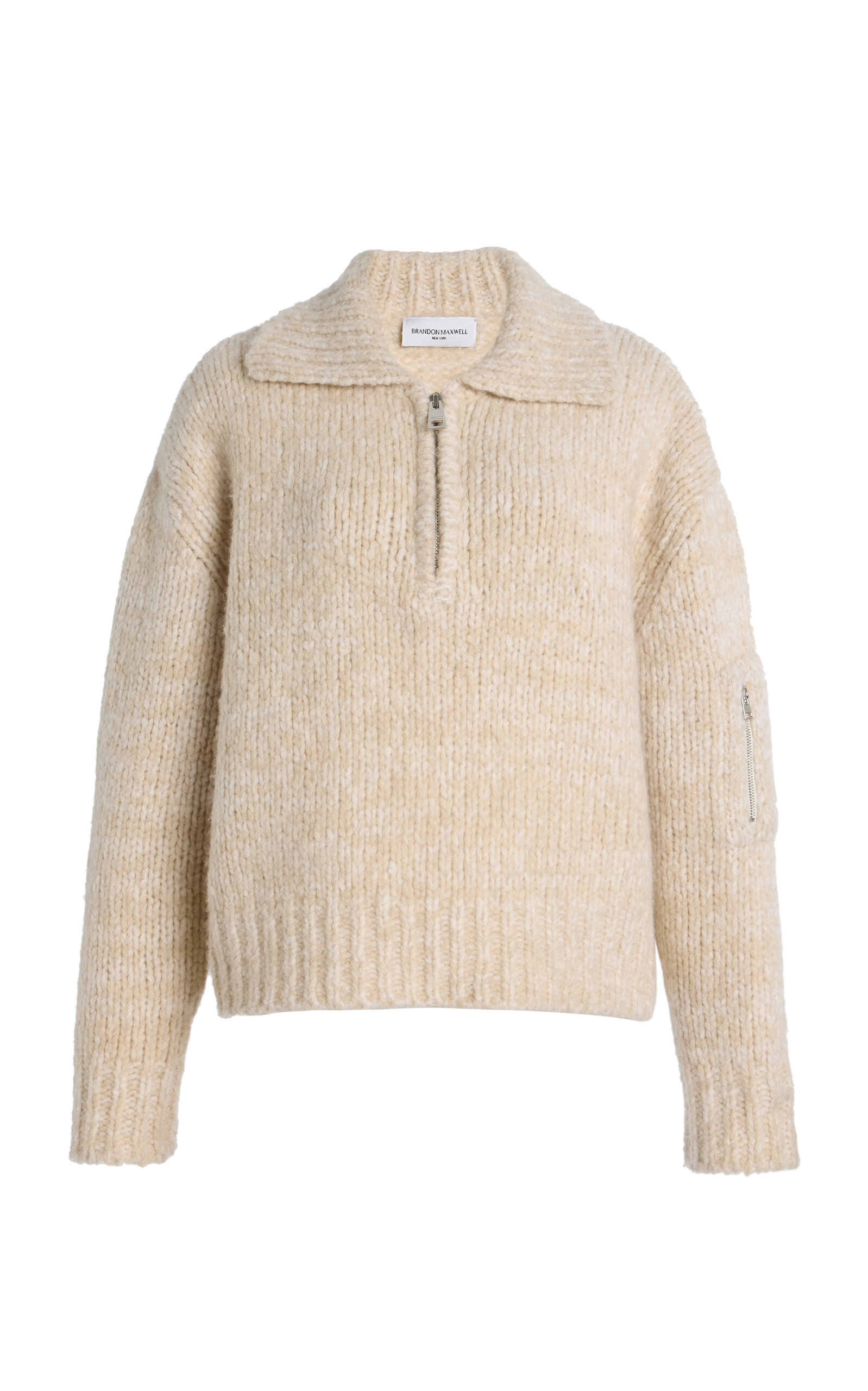 Brandon Maxwell The Posie Half-zip Cashmere-blend Sweater In Brown