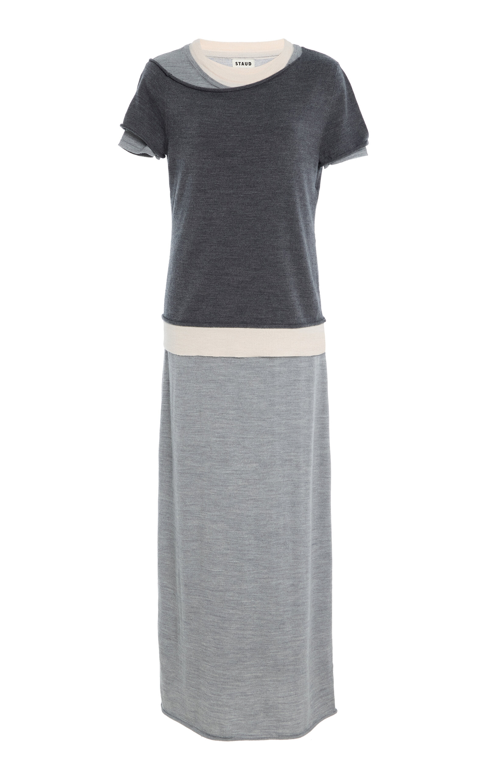 STAUD Lyric Layered Wool-Blend Jersey Dress