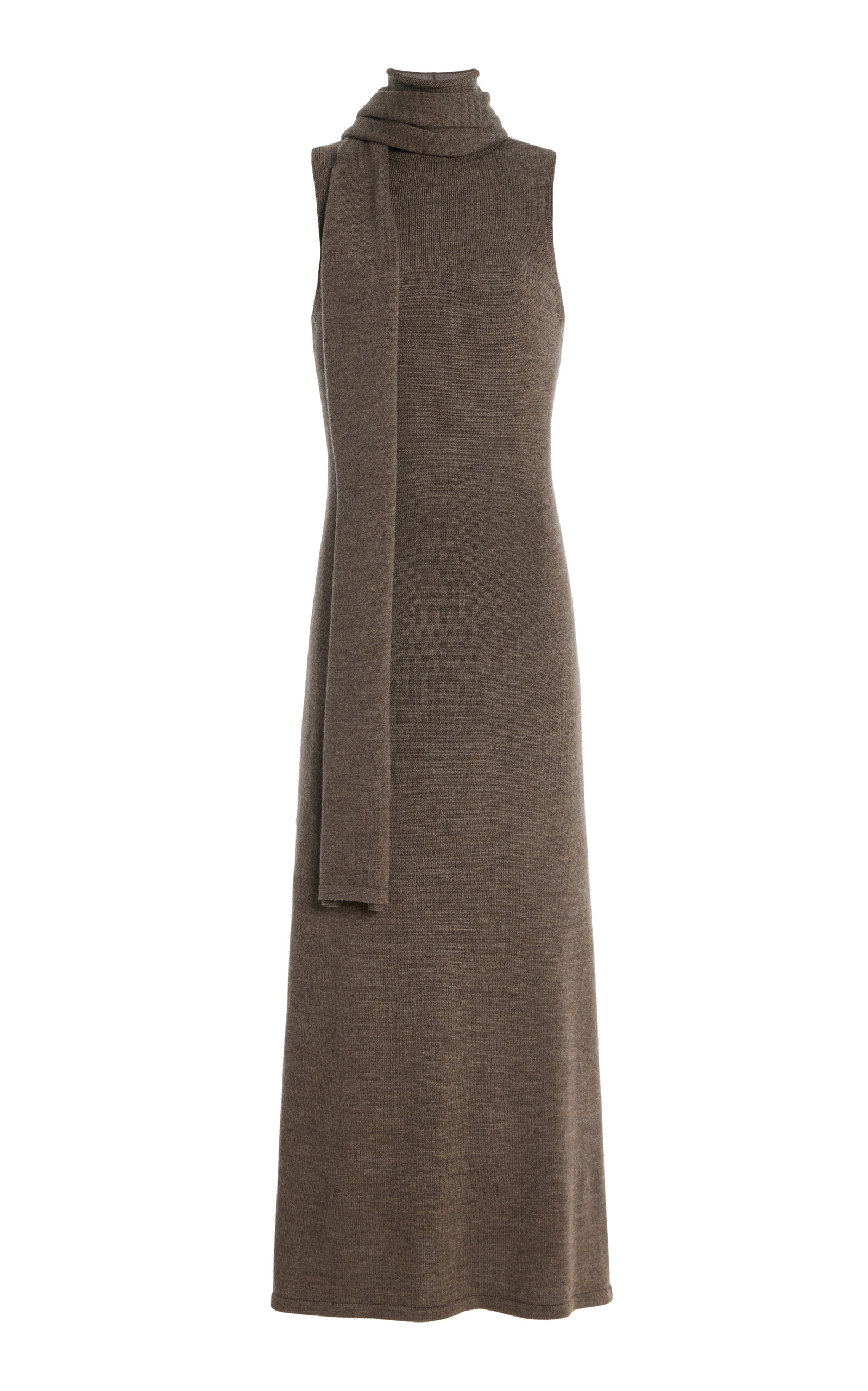 Canal Scarf-Neck Wool Midi Dress
