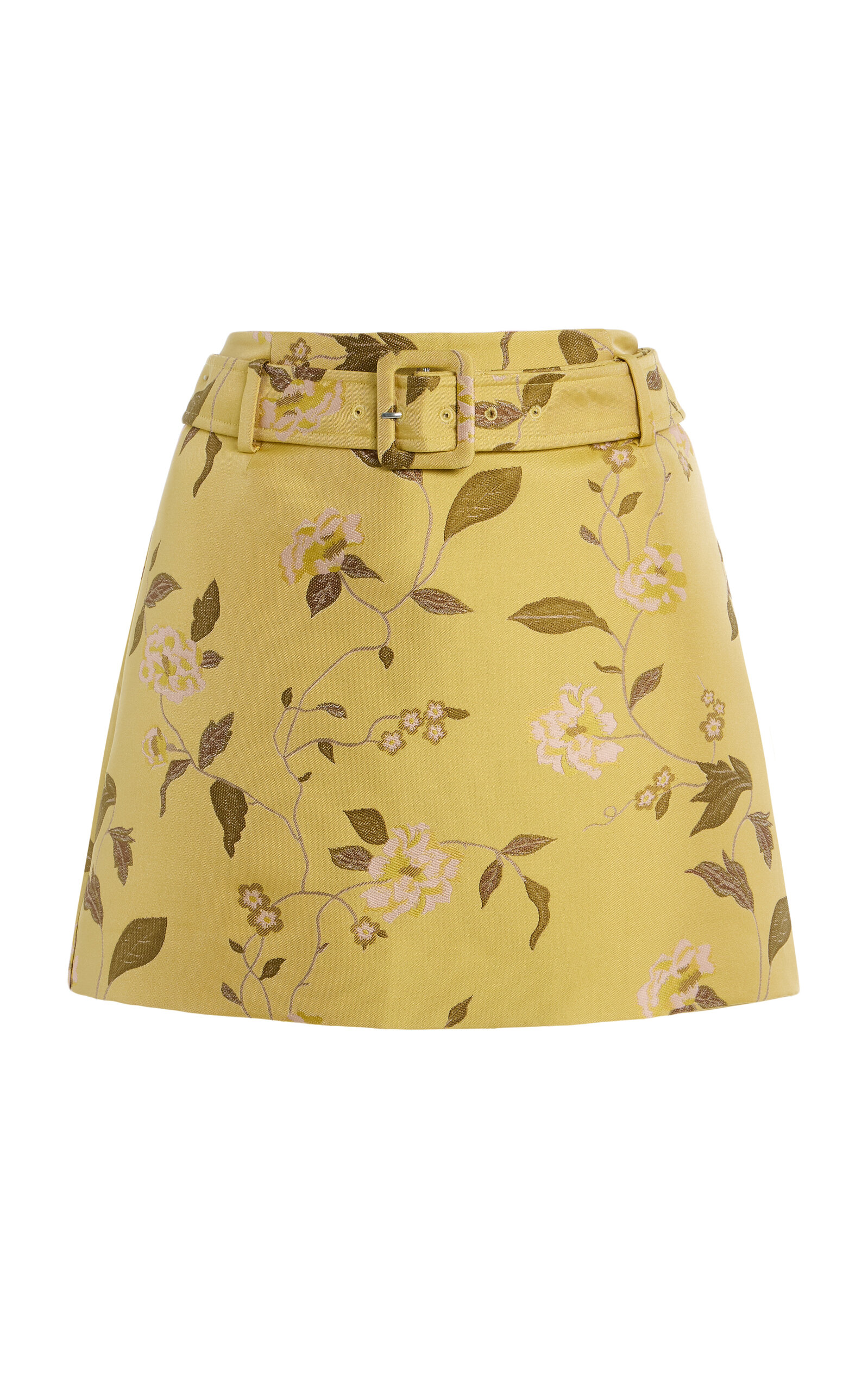 STAUD Reese Belted Floral Jacquard Mini Skirt - Women's Clothing