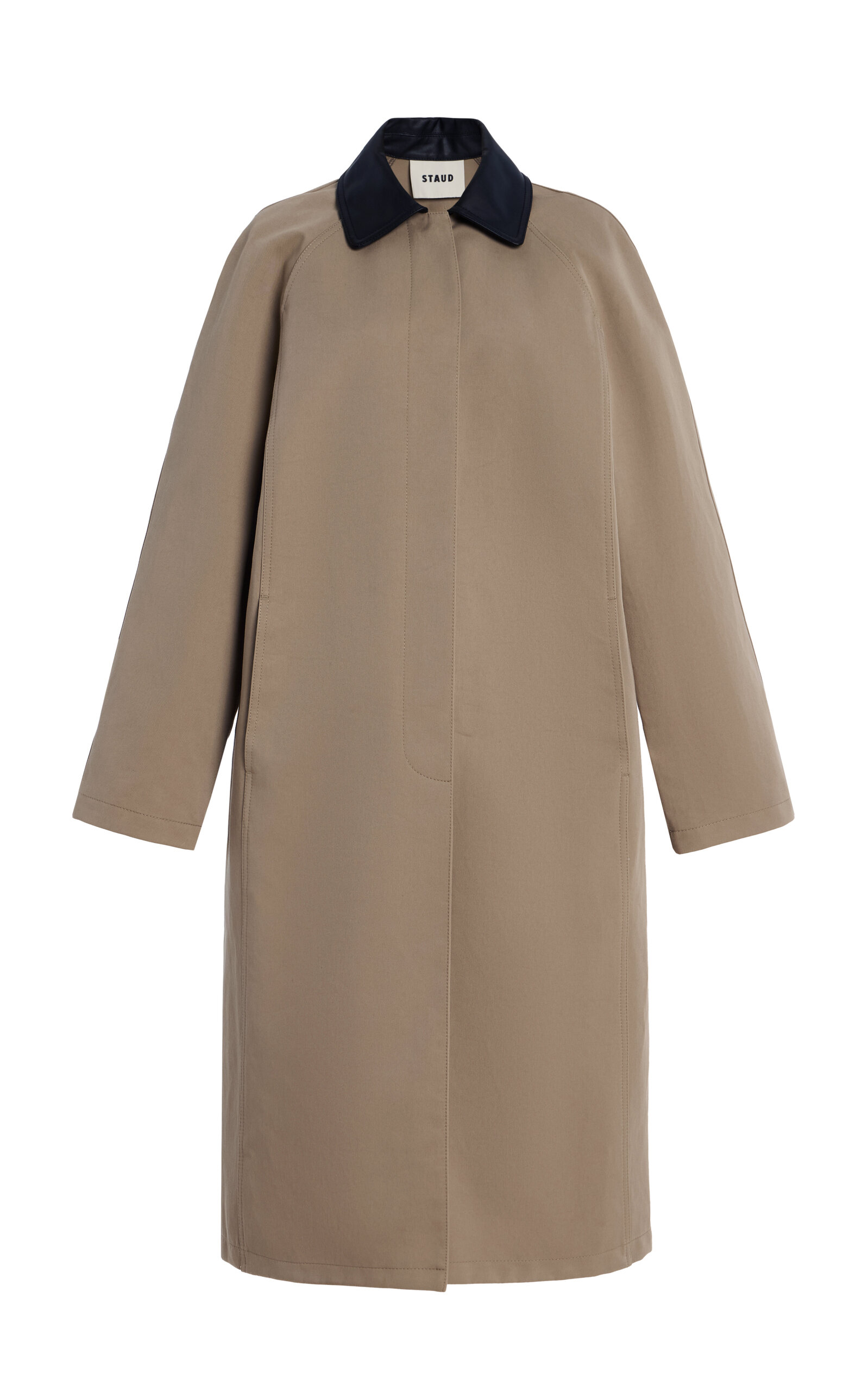 STAUD Jonah Leather-Trimmed Twill Long Jacket - Women's Clothing