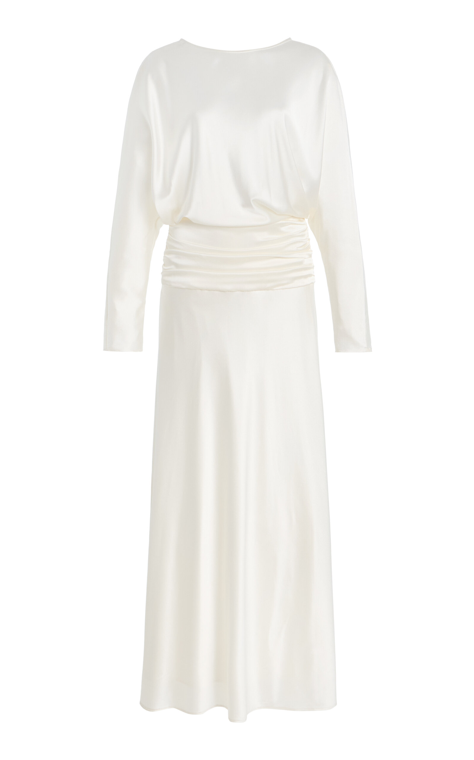 STAUD Freda Ruched Silk Maxi Dress - Women's Clothing