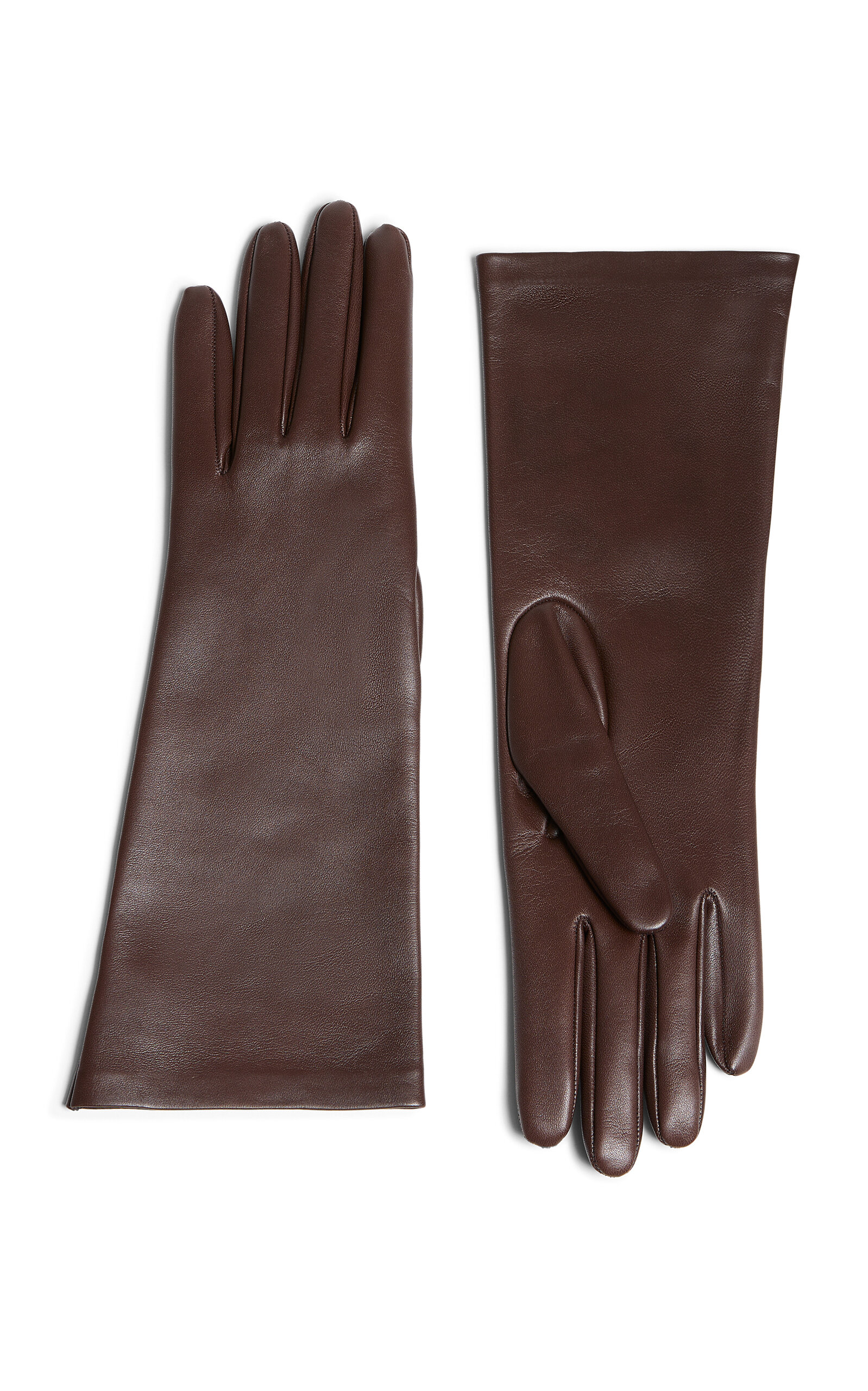 Khaite Remo Mid Leather Gloves In Brown