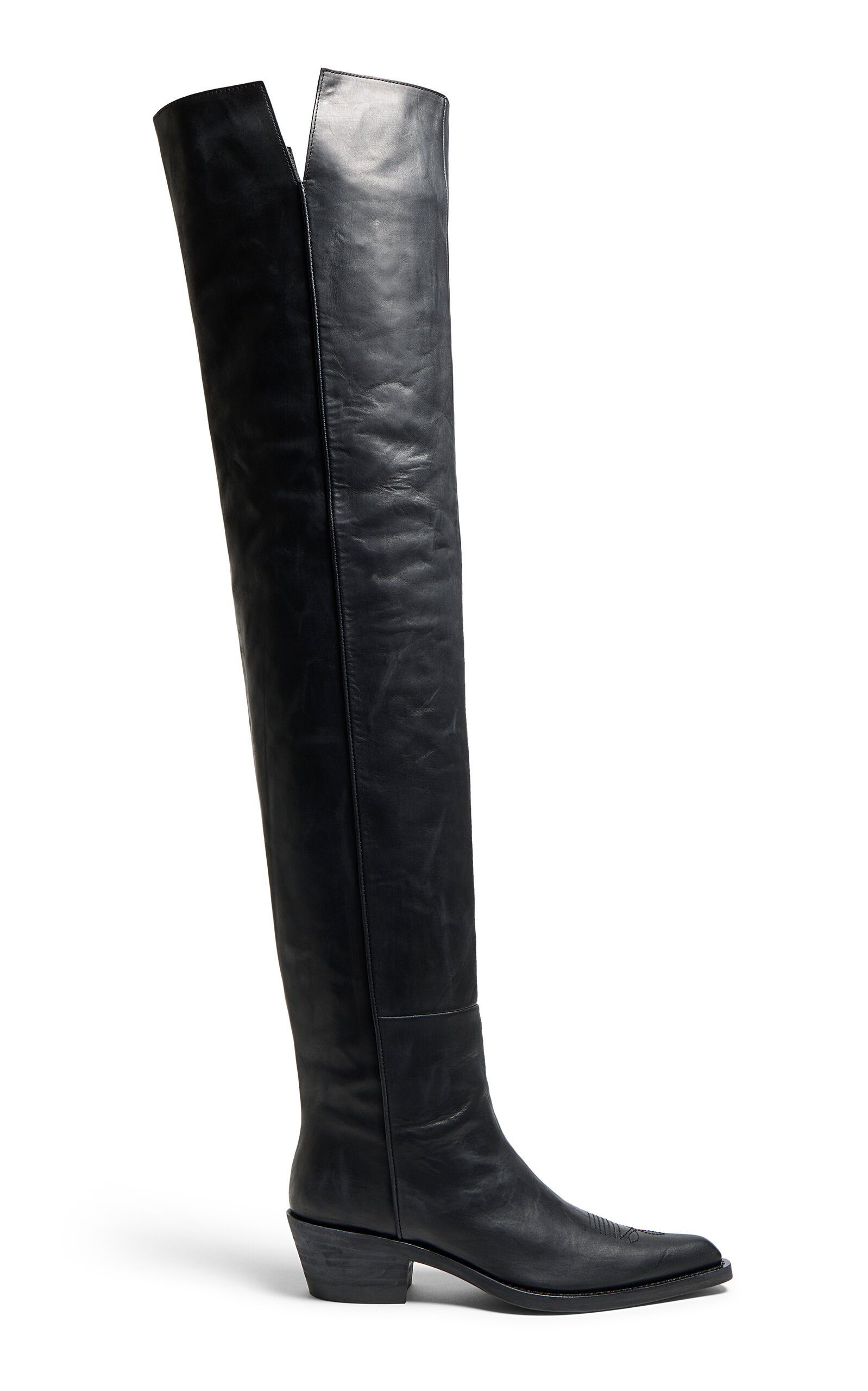 Khaite Clive Over-the-knee Leather Boots In Black