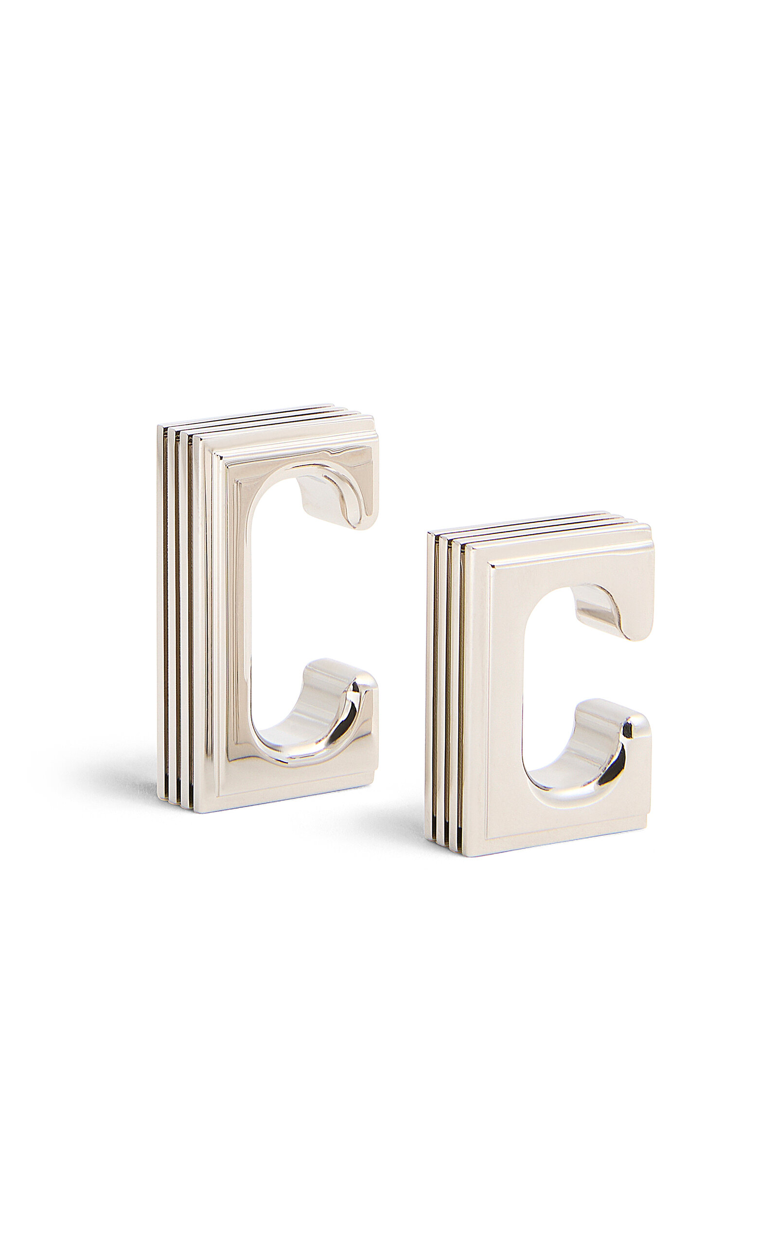 Khaite Empire Palladium Ear Cuffs In Silver