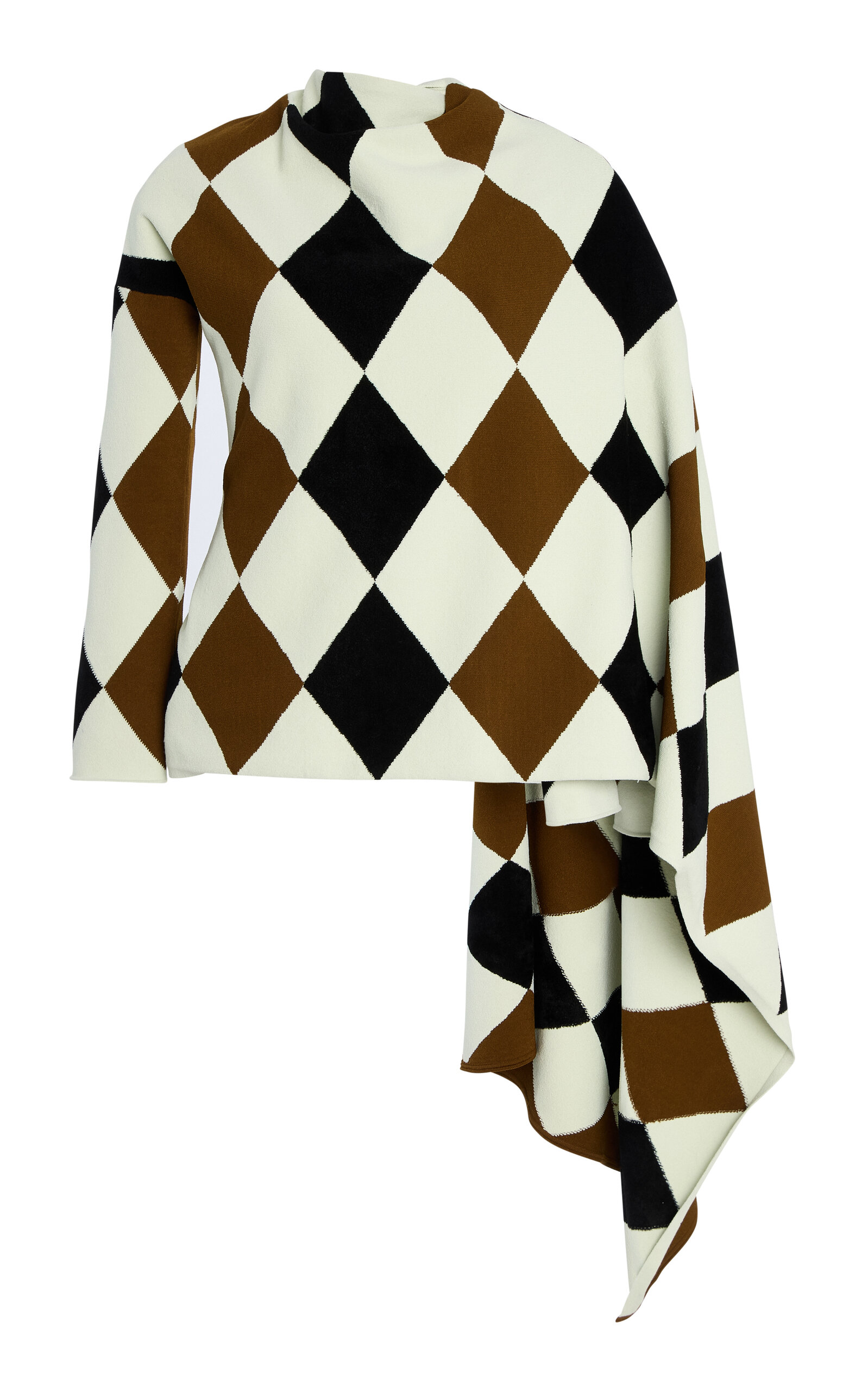 Proenza Schouler Vanne Argyle-Knit Velvet Top