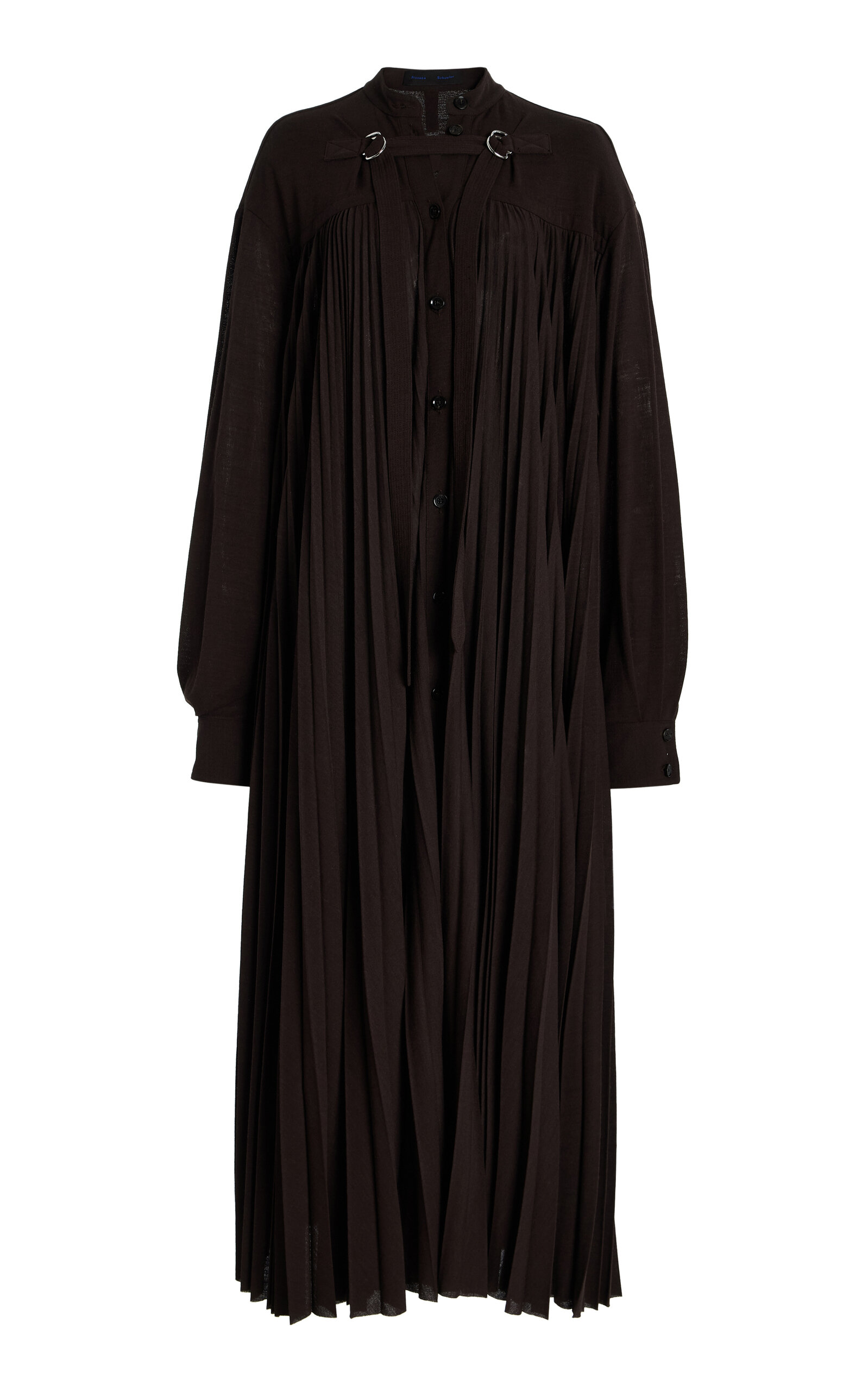 Proenza Schouler Fanni Pleated Wool-blend Jersey Maxi Dress In Brown