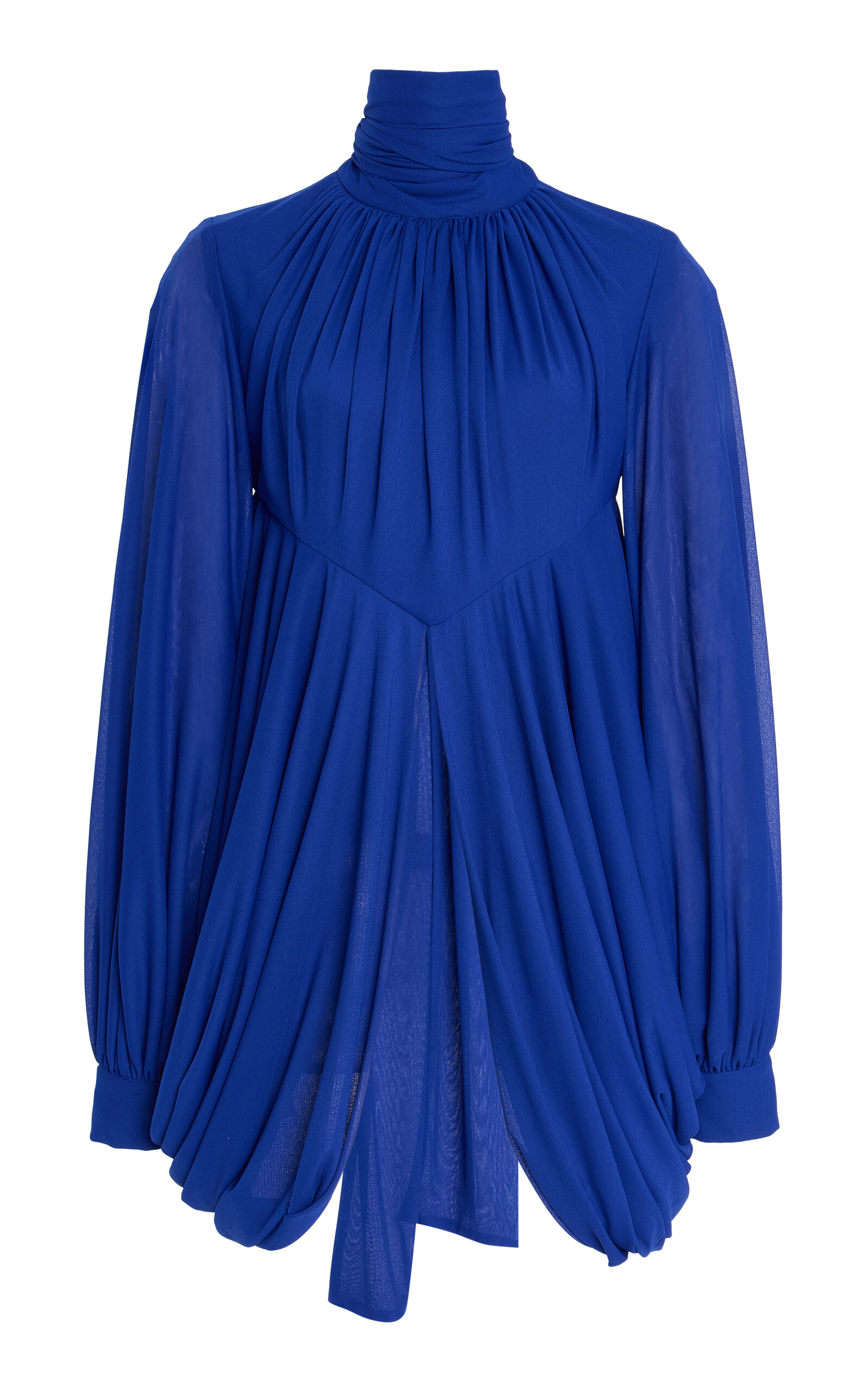 Proenza Schouler Bari Draped Gauzy Jersey Top In Blue