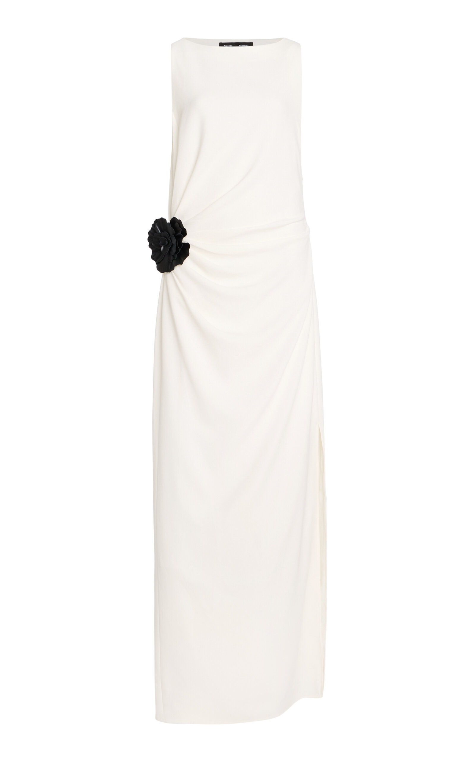Proenza Schouler Rose-embellished Draped Maxi Evening Dress In White
