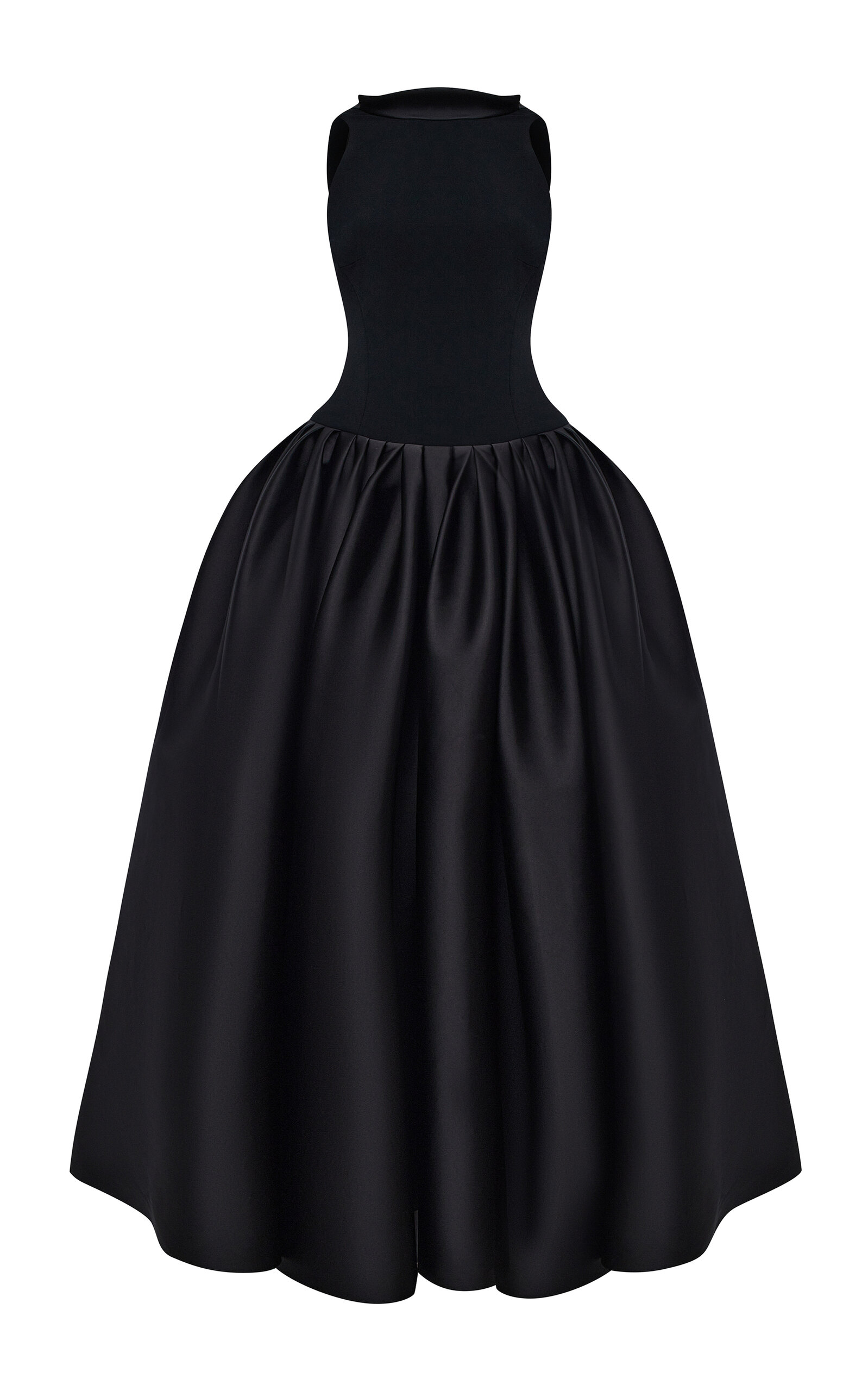 Rasario Open-back Crepe-satin Maxi Dress In Black