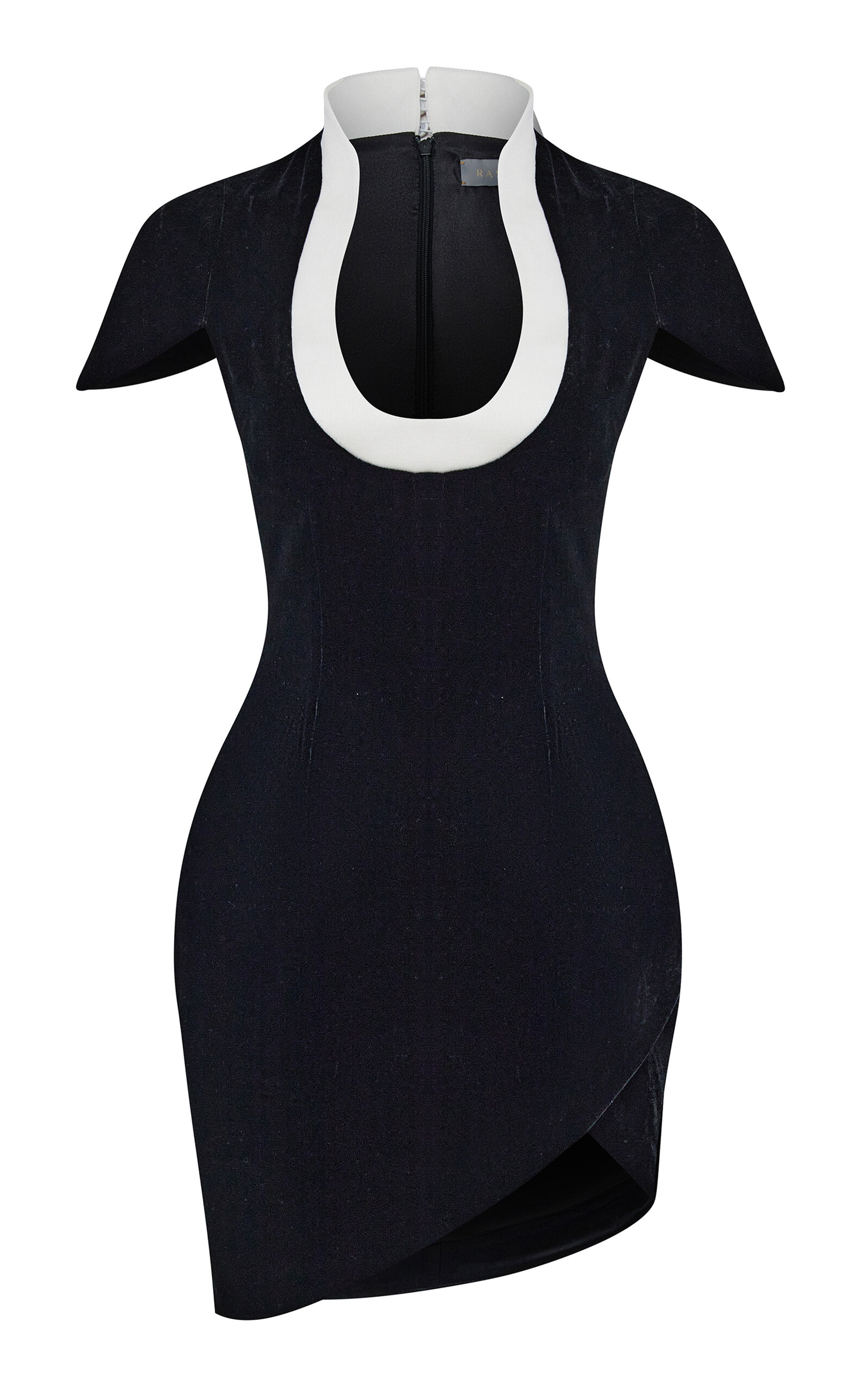 Rasario Sculpted Velvet & Satin Mini Dress In Black