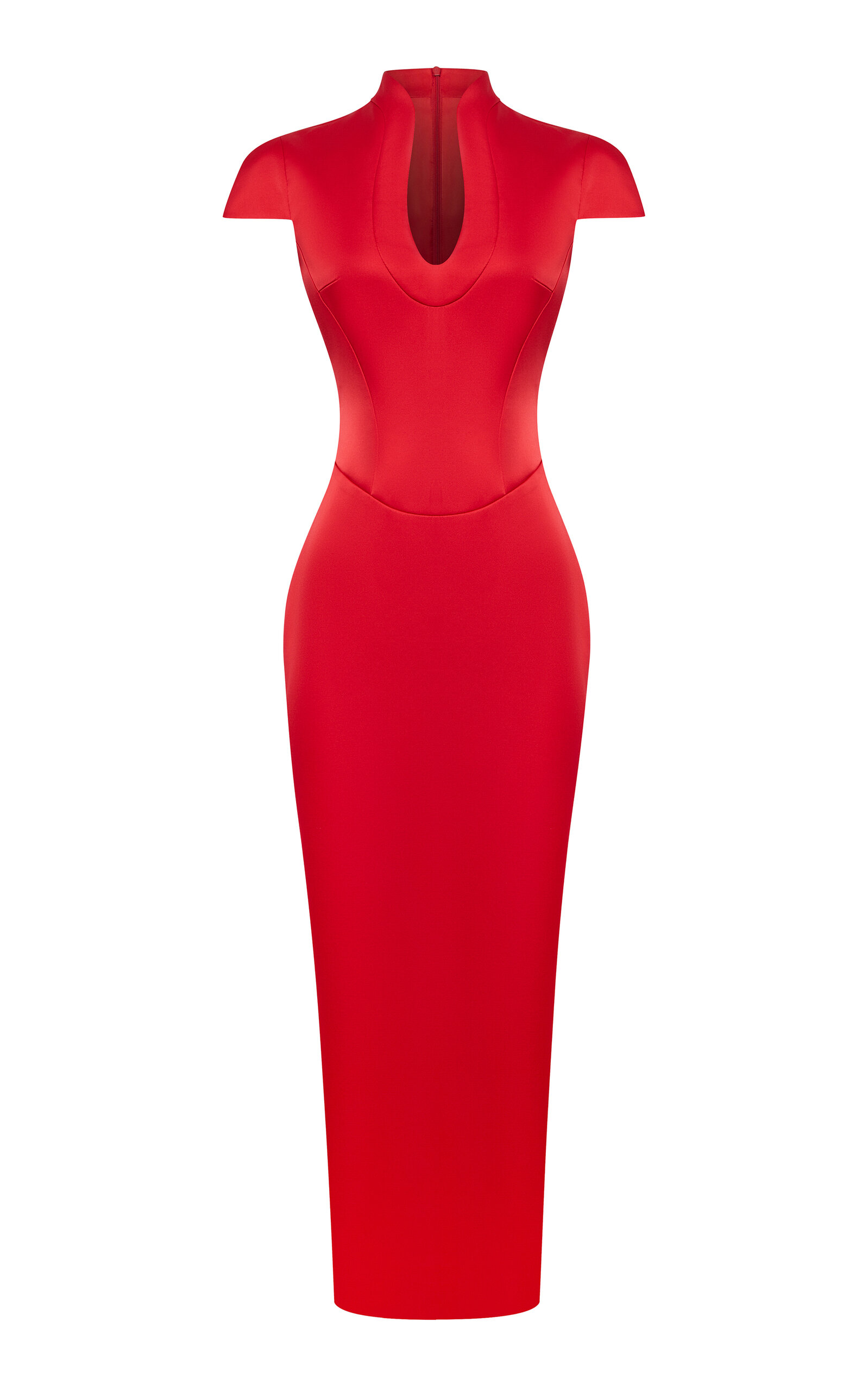 Rasario Side-slit Satin Midi Dress In Black